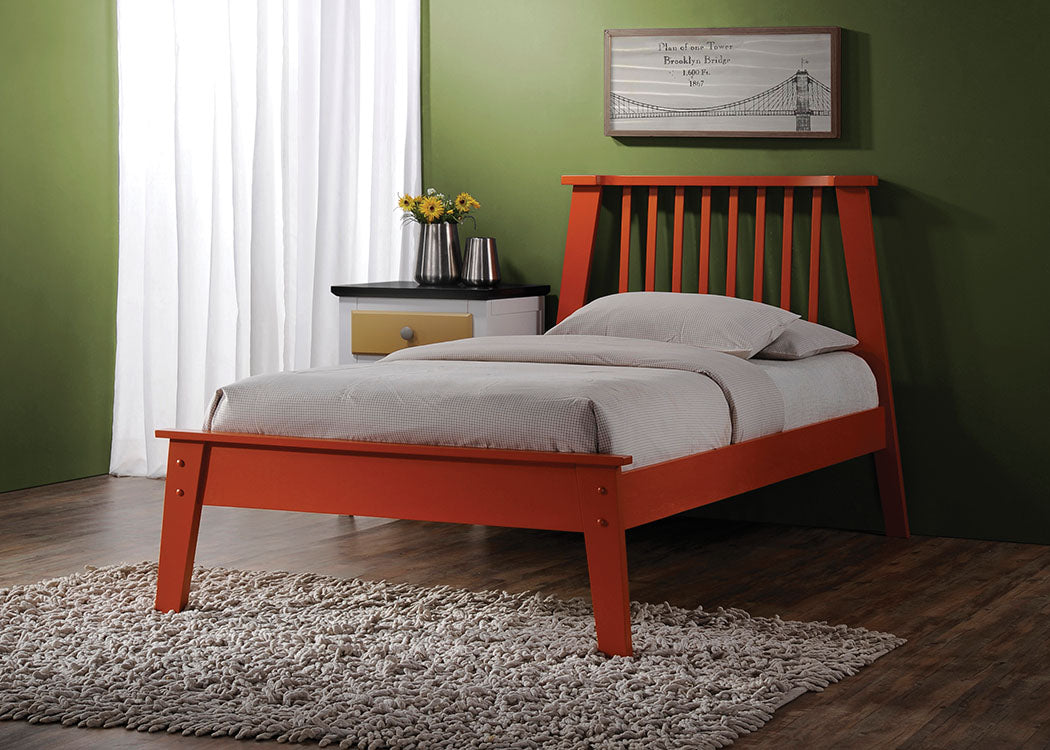 Queen Bed, Orange - Poplar Wood Orange Default Title