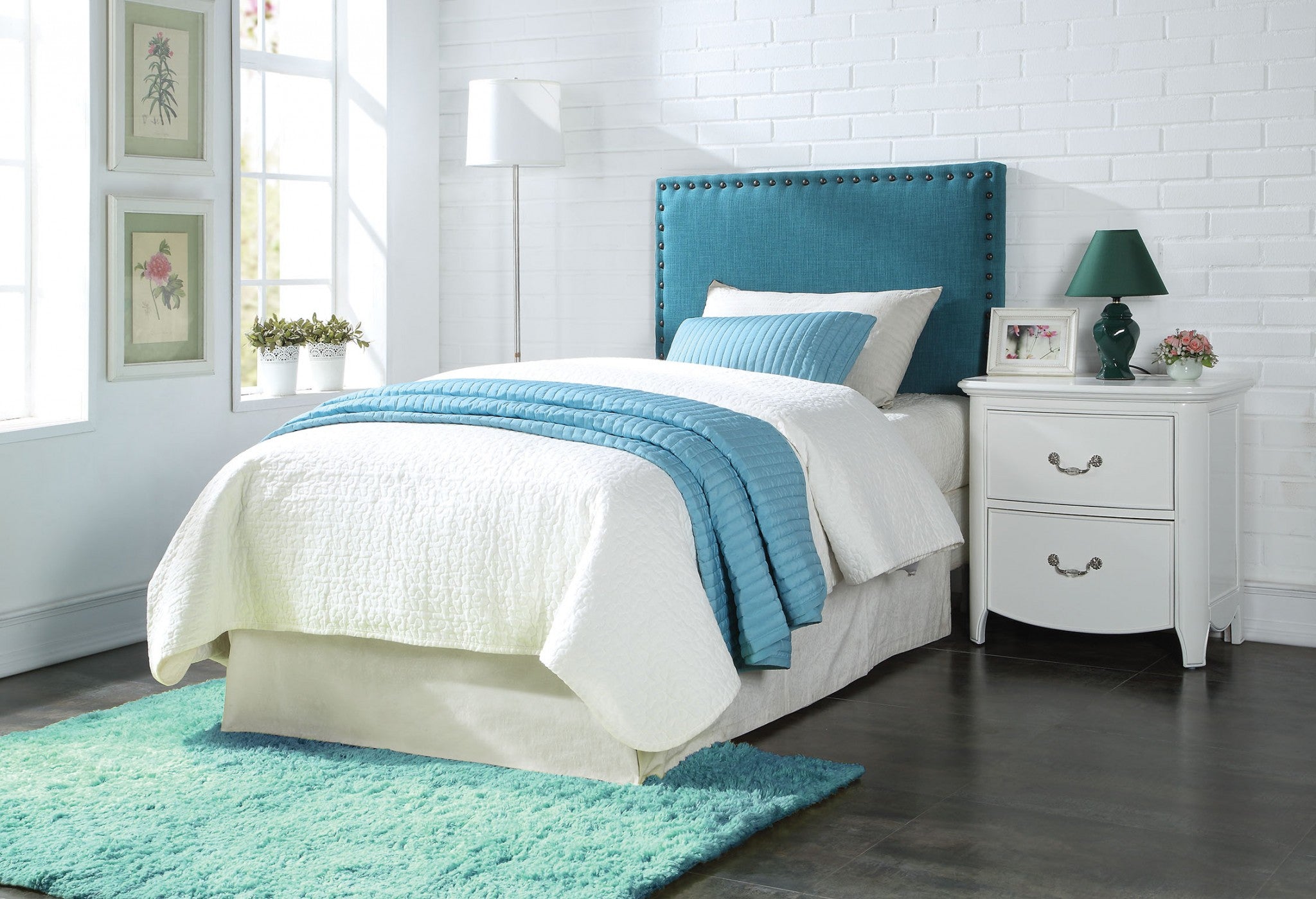 Twin Headboard Only, Blue Linen Default Title