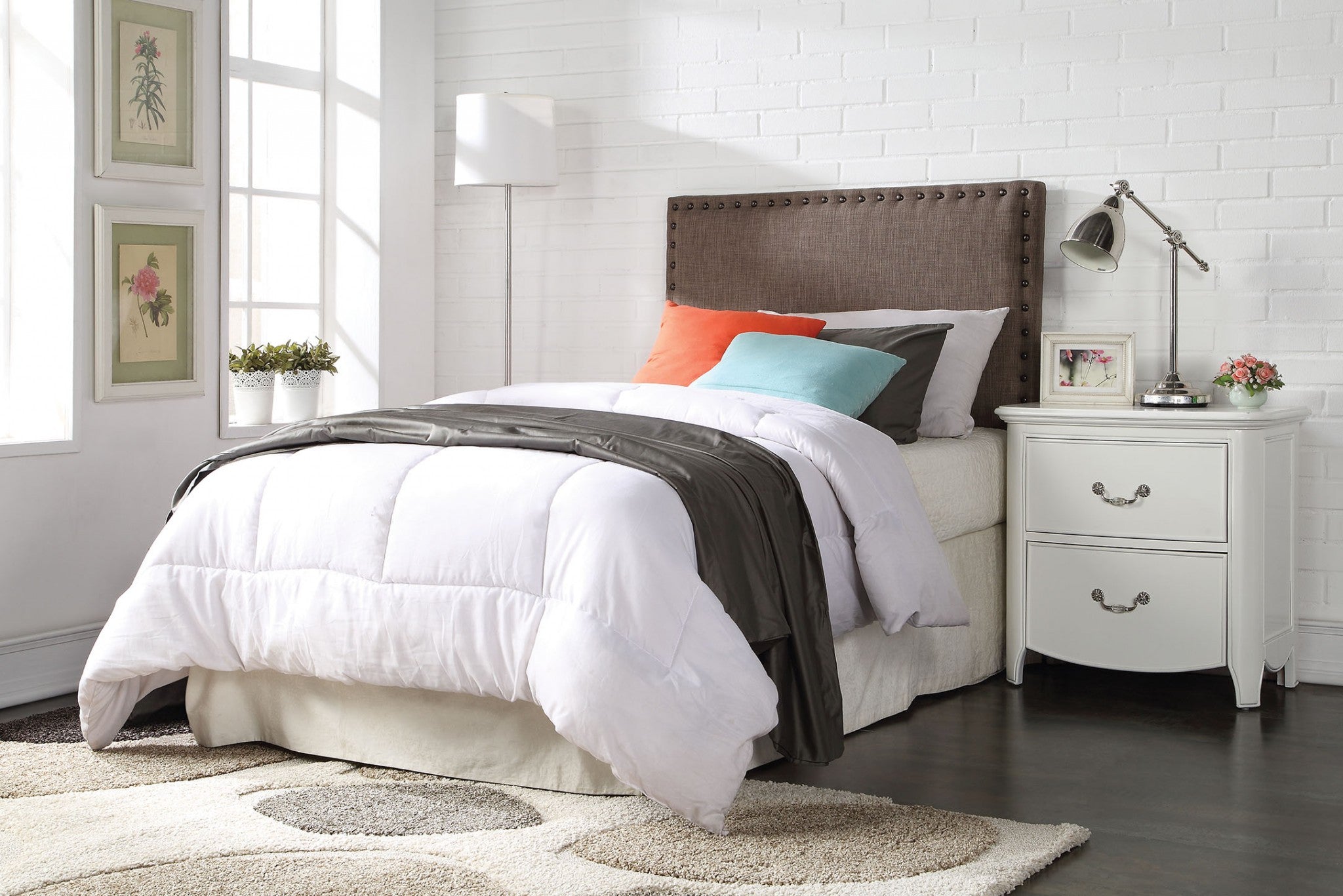 Twin Headboard Only, Brown Linen Default Title