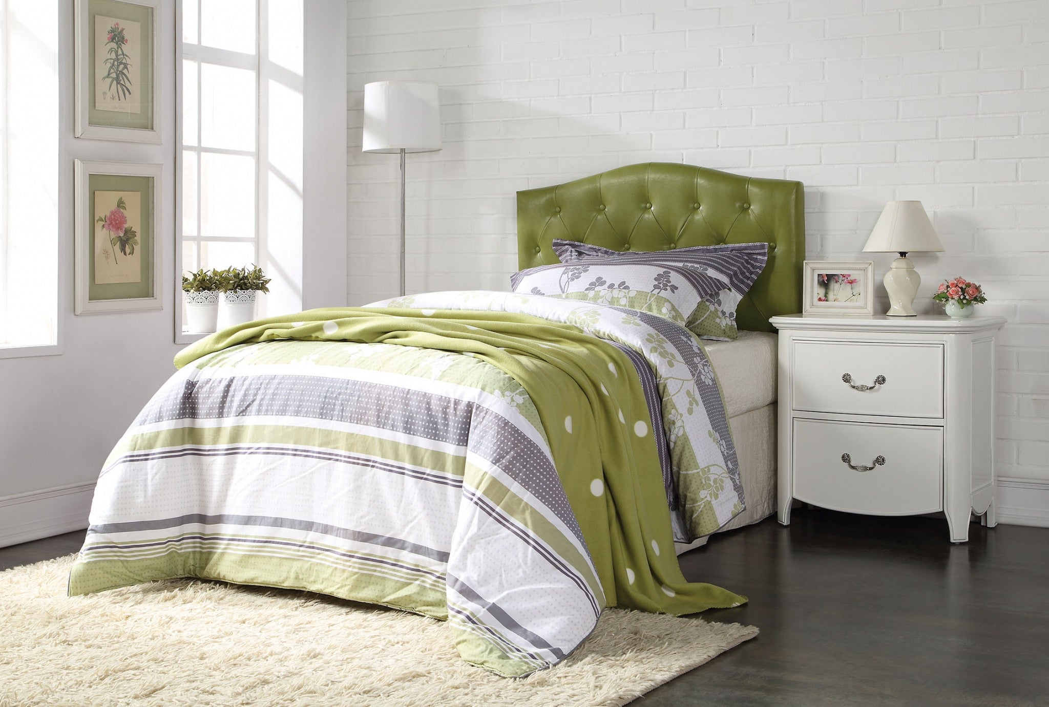 Twin Headboard Only, Green Pu Default Title