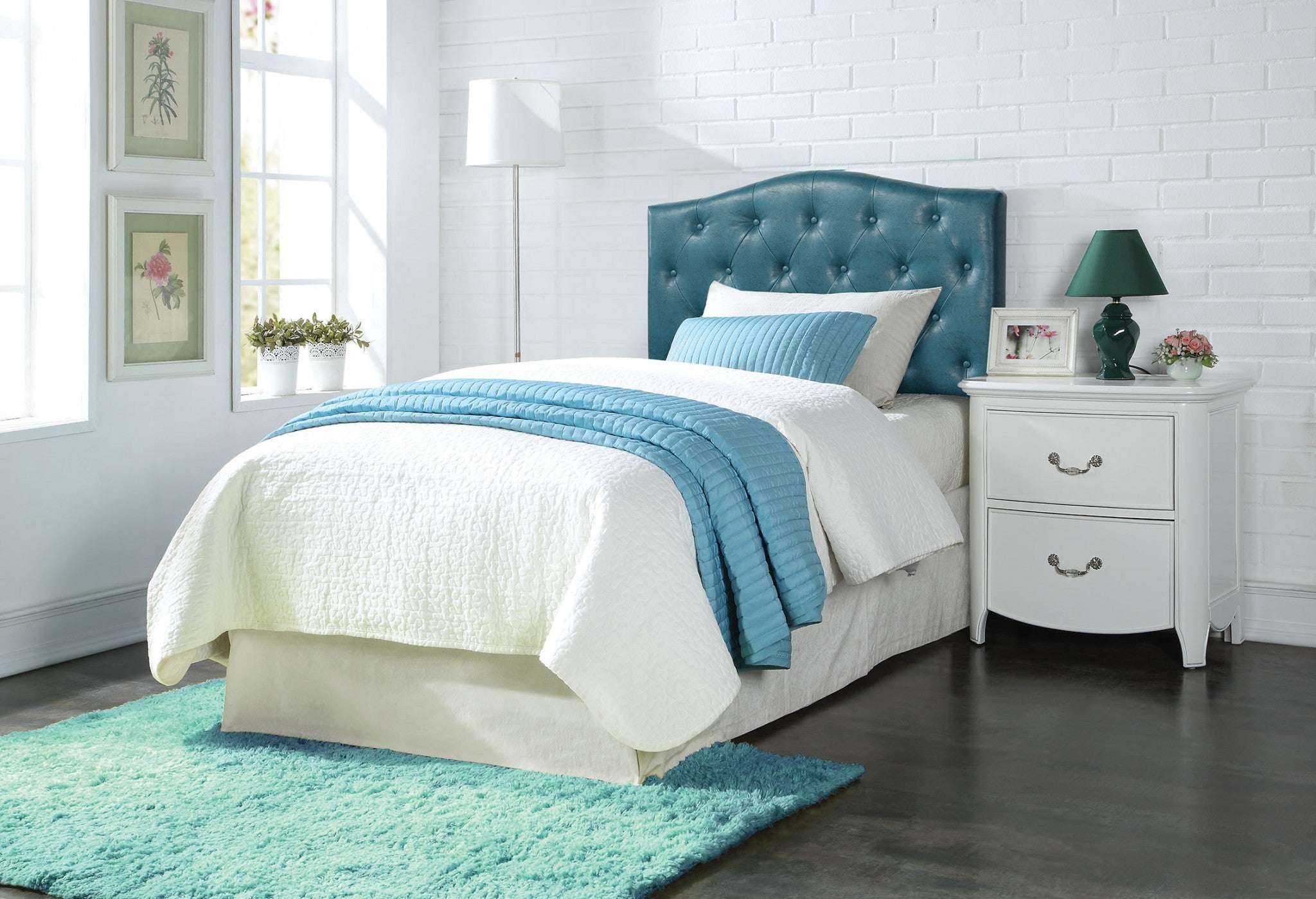 Queen/Full Headboard Only, Blue Pu Default Title
