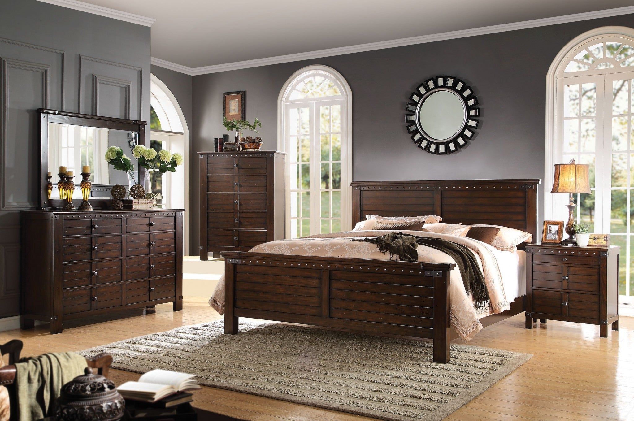 Queen Bed, Espresso - Pine Espresso Default Title