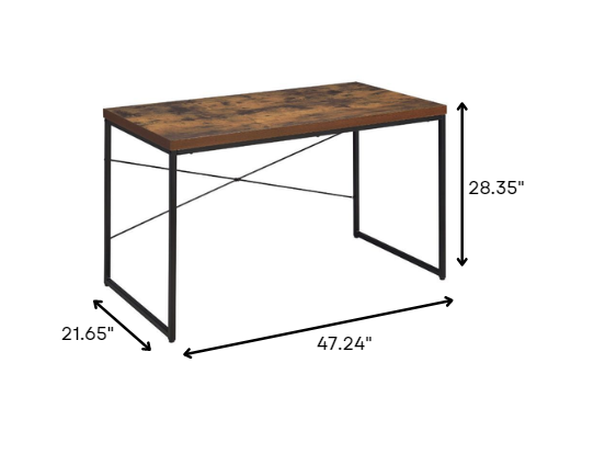 47" Brown Oak Manufactured Wood Rectangular Computer Desk Default Title