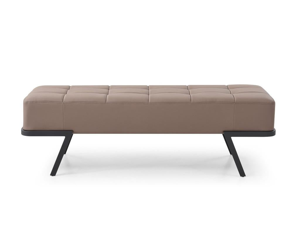 57" Taupe And Black Upholstered Upholstered Bedroom Bench Default Title