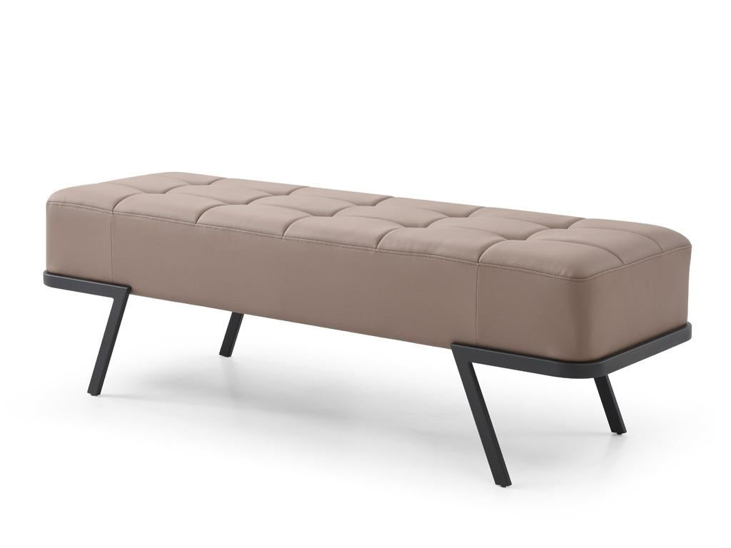 57" Taupe And Black Upholstered Upholstered Bedroom Bench Default Title