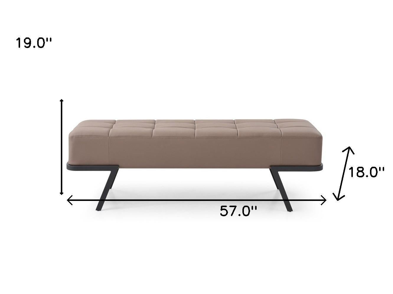 57" Taupe And Black Upholstered Upholstered Bedroom Bench Default Title