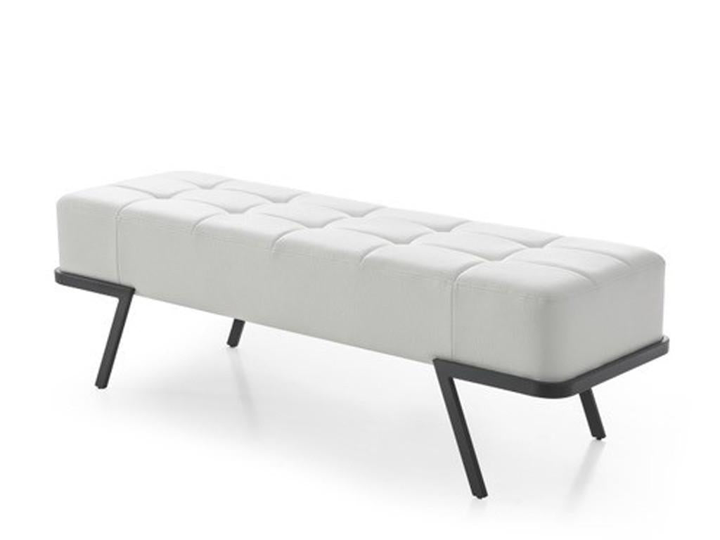 57" White And Black Upholstered Upholstered Bedroom Bench Default Title