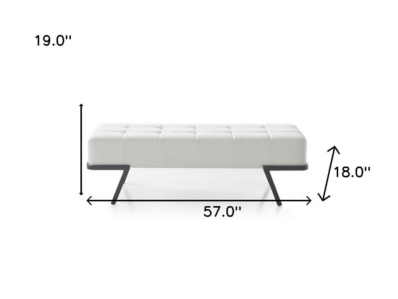 57" White And Black Upholstered Upholstered Bedroom Bench Default Title