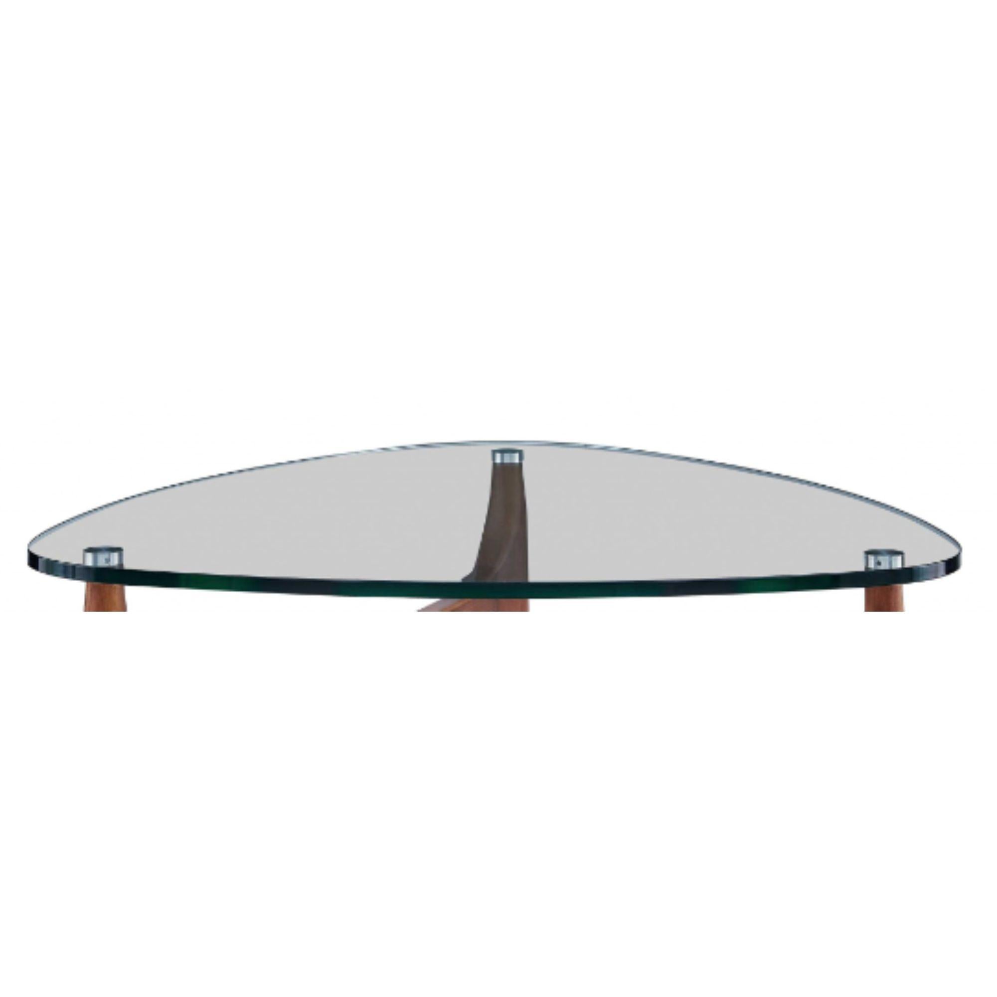 38" Walnut And Clear Glass Triangle Coffee Table Default Title