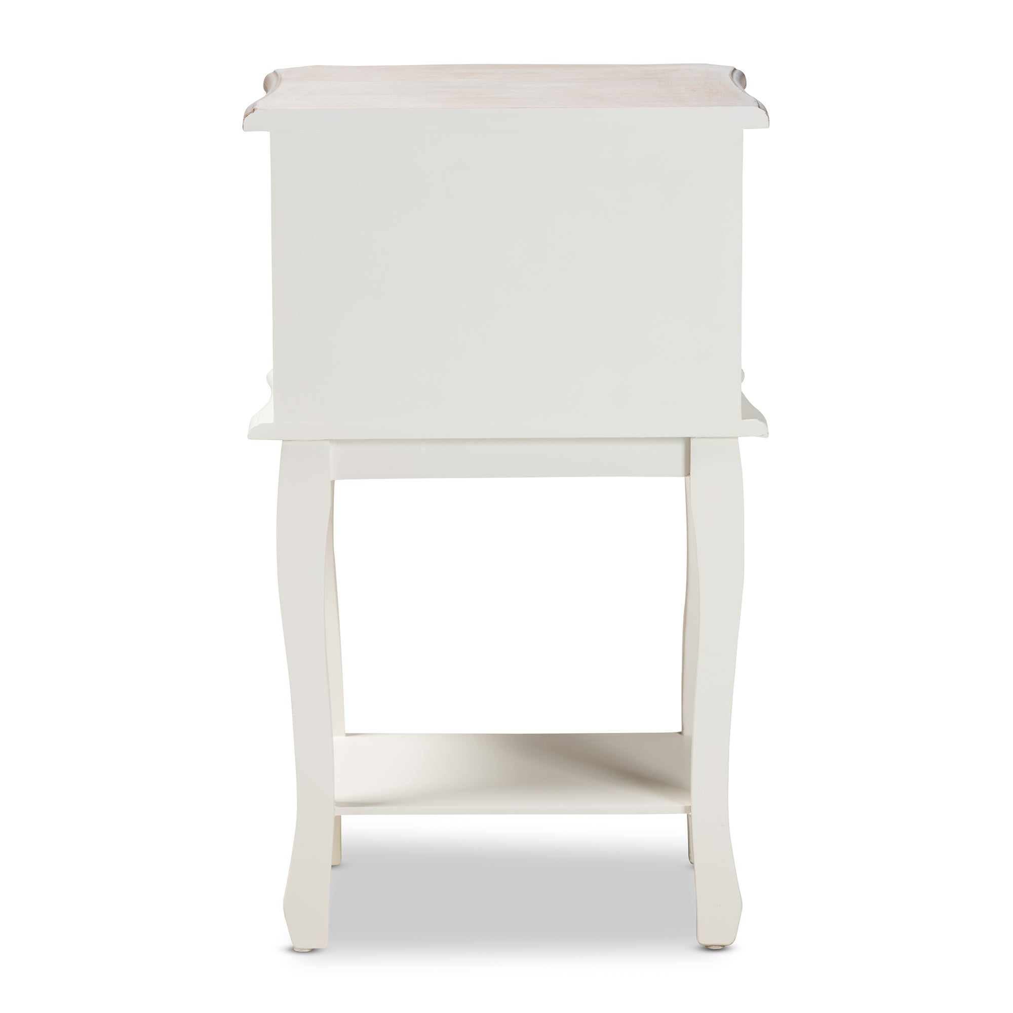 Baxton Studio Amalie Antique French Country Cottage Two-Tone White and Oak Finished 2-Drawer Wood End Table