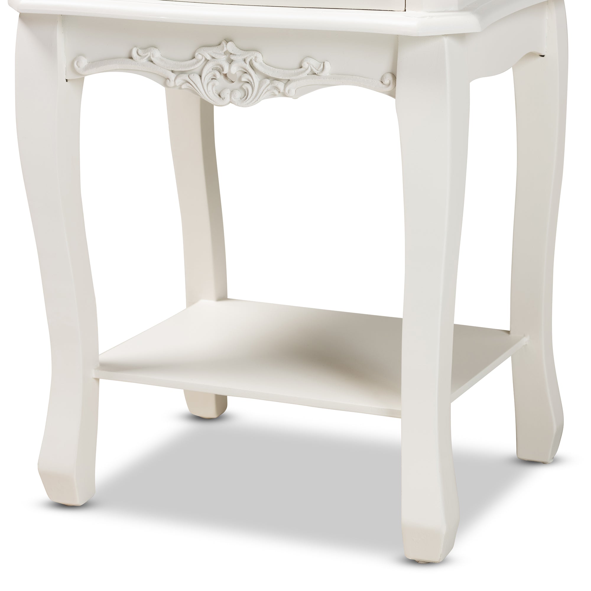 Baxton Studio Amalie Antique French Country Cottage Two-Tone White and Oak Finished 2-Drawer Wood End Table