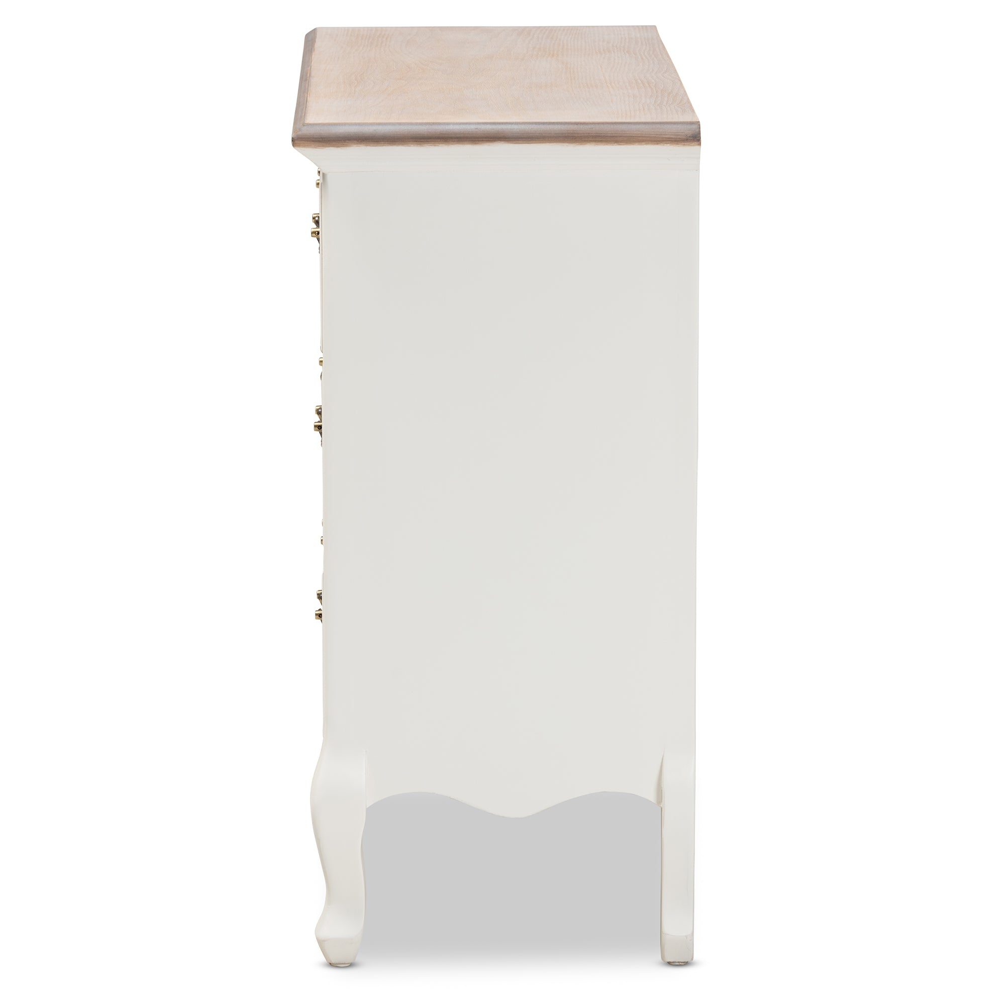 Baxton Studio Amalie Antique French Country Cottage Two-Tone White and Oak Finished 4-Drawer Accent Storage Cabinet