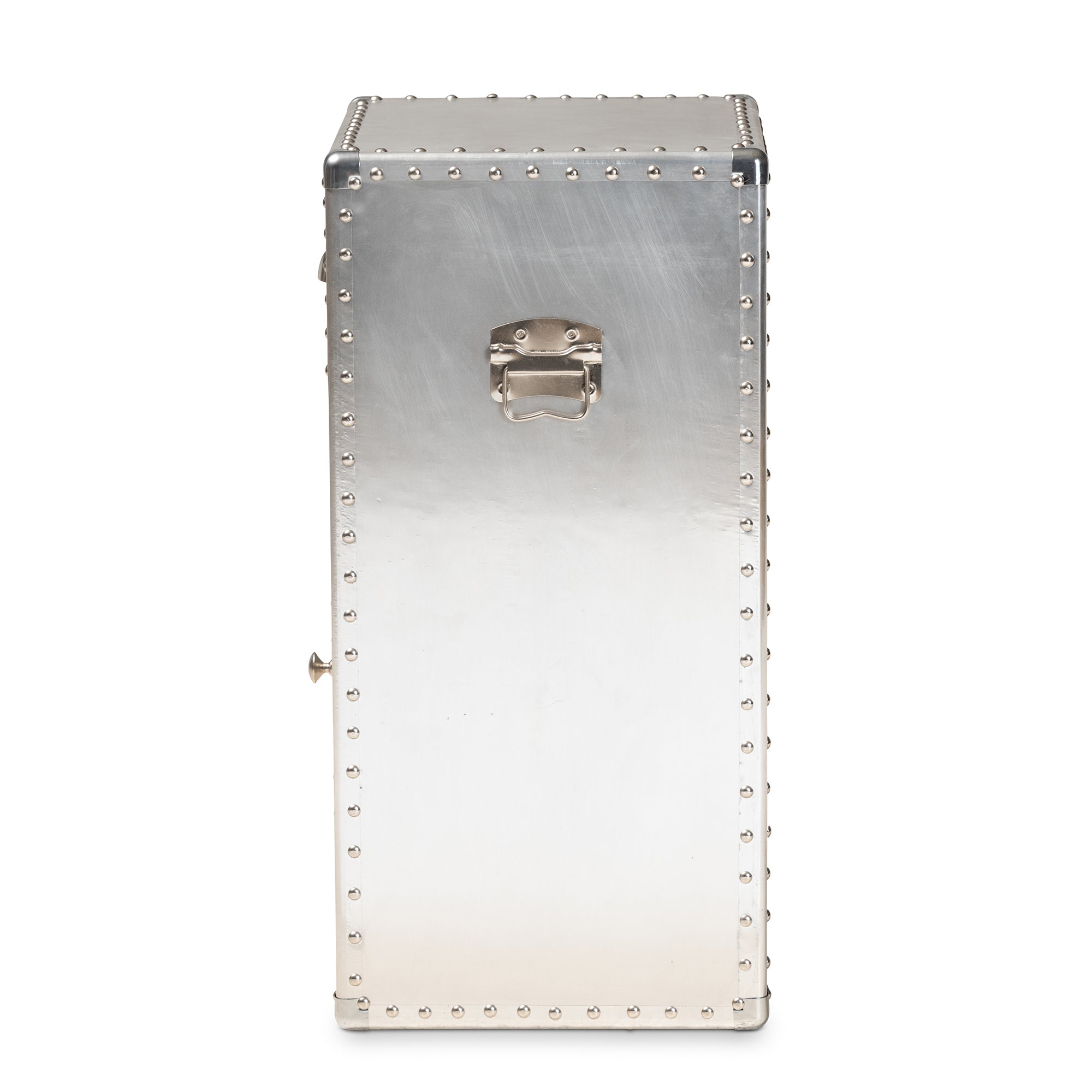 Baxton Studio Serge French Industrial Silver Metal 1-Door Accent Storage Cabinet