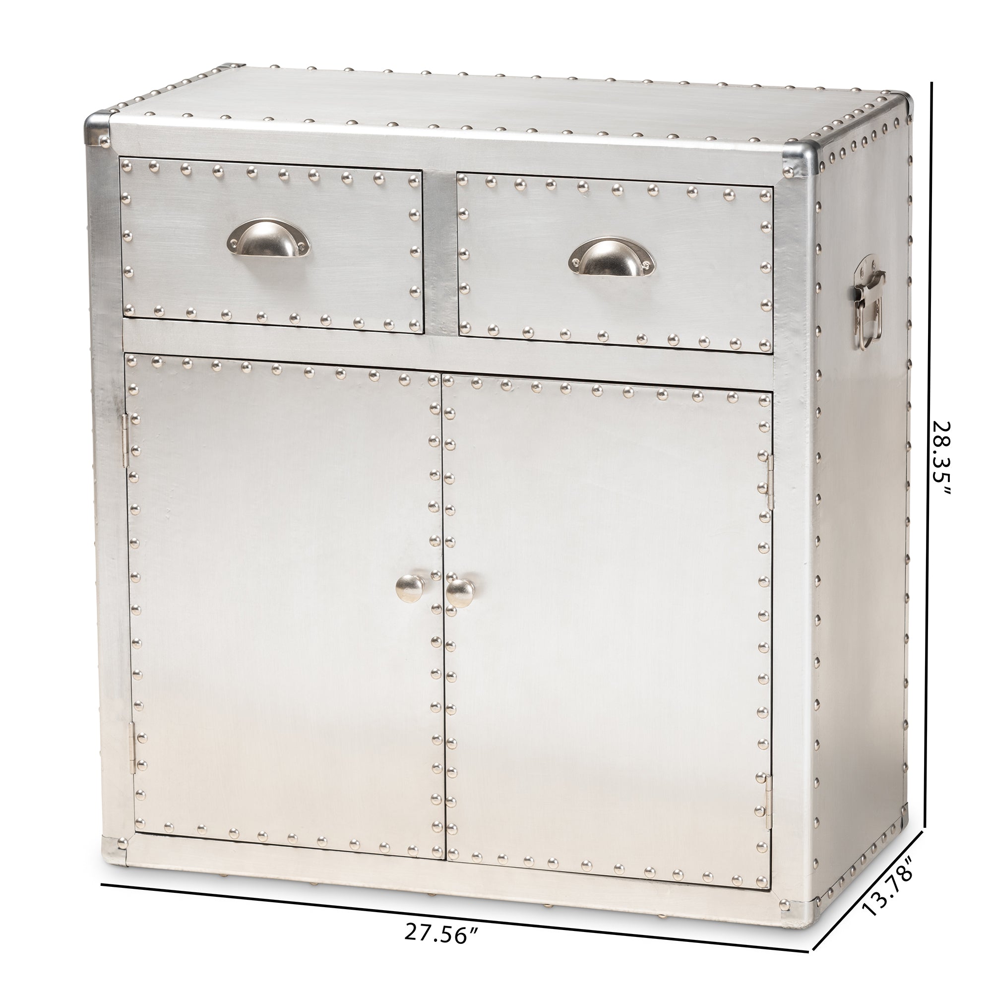 Baxton Studio Serge French Industrial Silver Metal 2-Door Accent Storage Cabinet