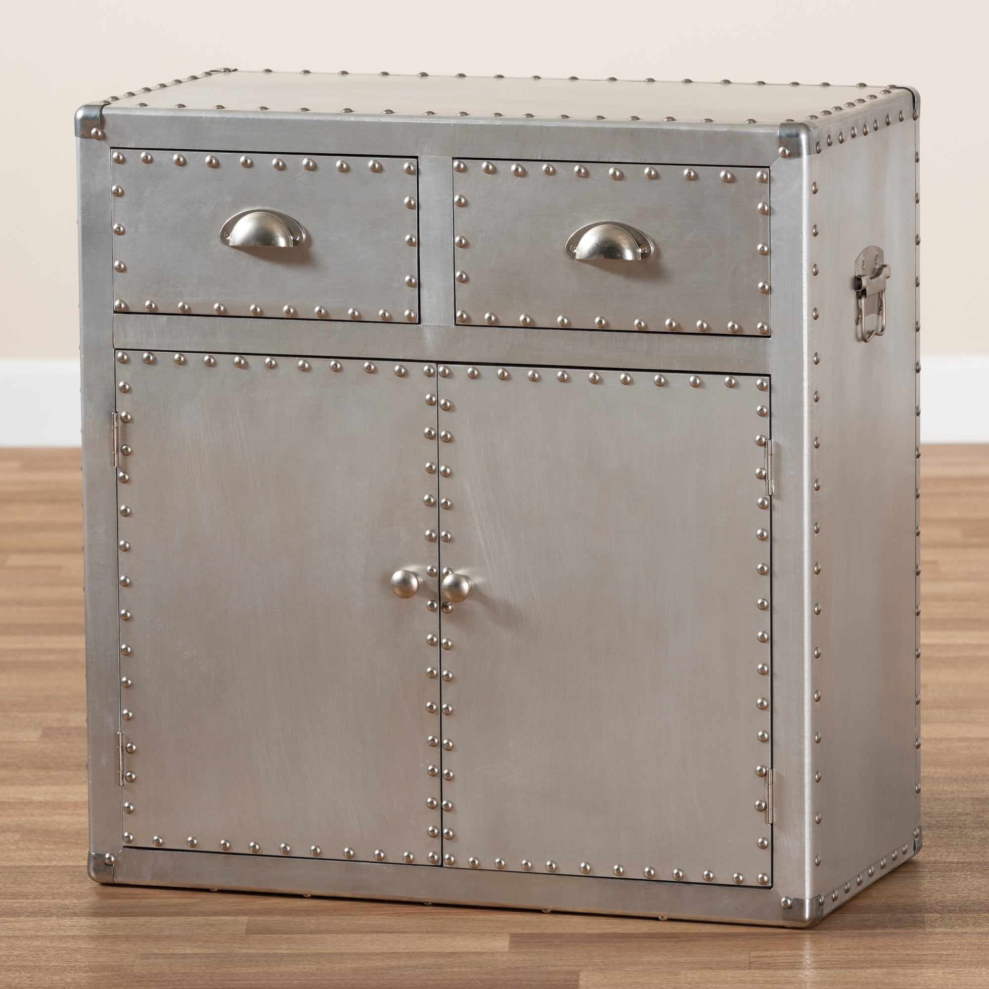 Baxton Studio Serge French Industrial Silver Metal 2-Door Accent Storage Cabinet