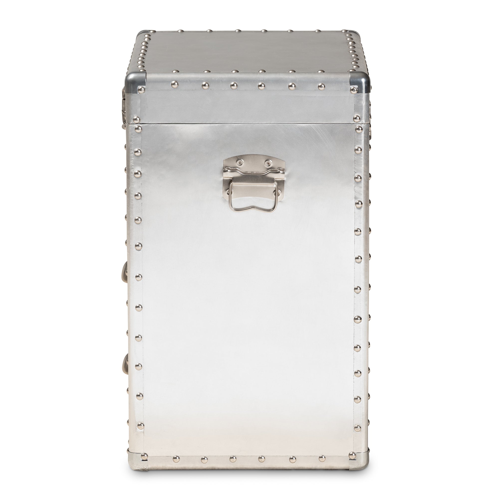 Baxton Studio Serge French Industrial Silver Metal 2-Drawer Accent Storage Cabinet