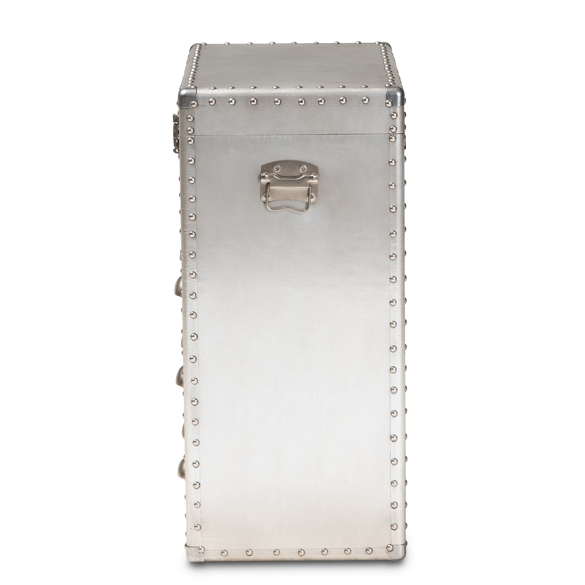 Baxton Studio Serge French Industrial Silver Metal 3-Drawer Accent Storage Cabinet