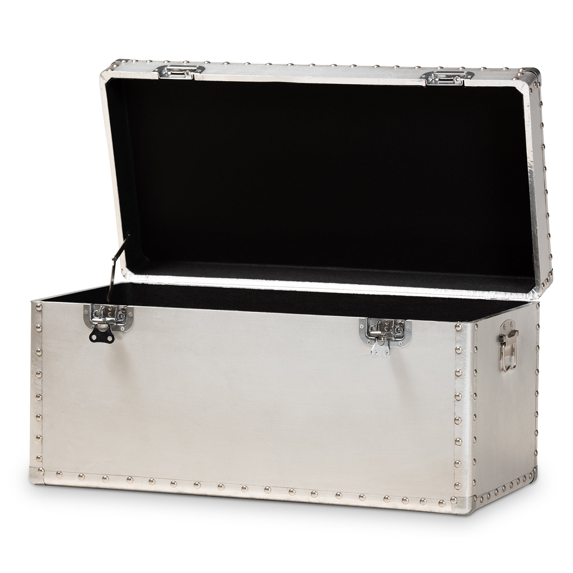 Baxton Studio Serge French Industrial Silver Metal Storage Trunk