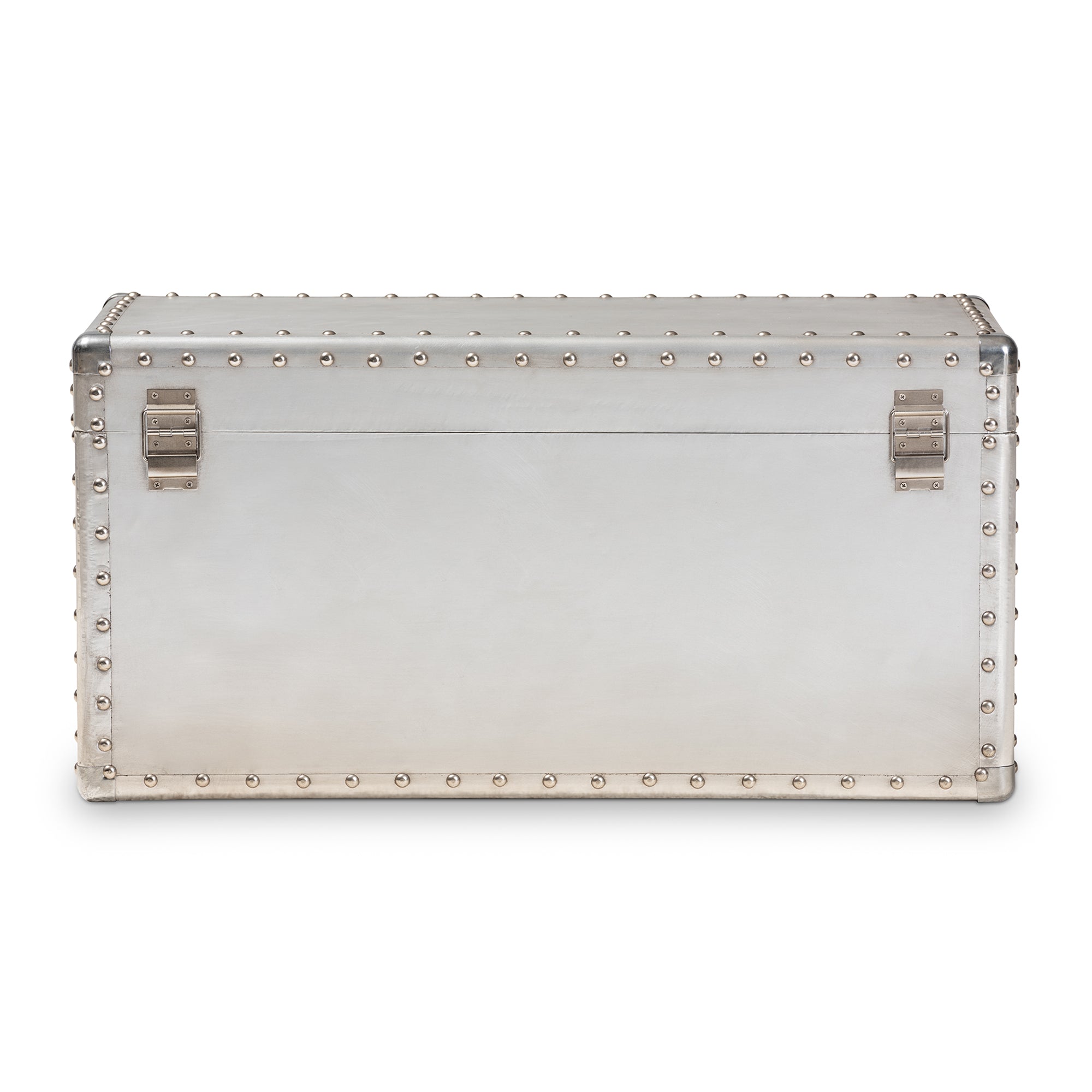 Baxton Studio Serge French Industrial Silver Metal Storage Trunk