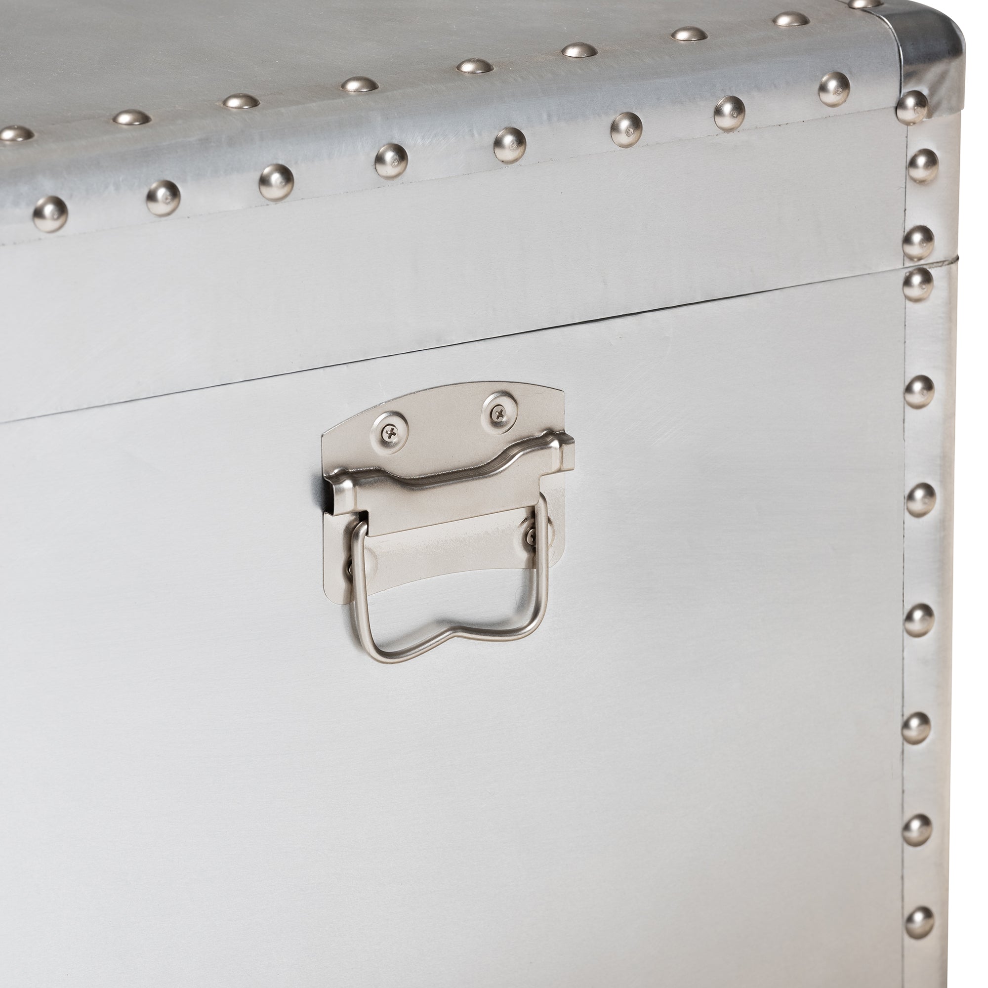 Baxton Studio Serge French Industrial Silver Metal Storage Trunk