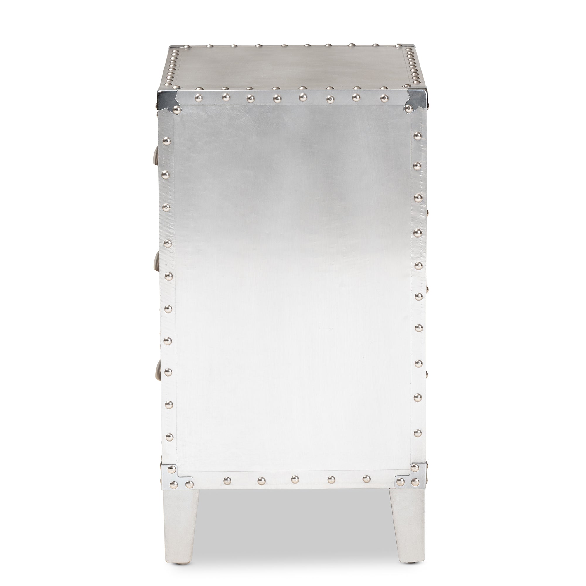 Baxton Studio Claude French Industrial Silver Metal 3-Drawer End Table
