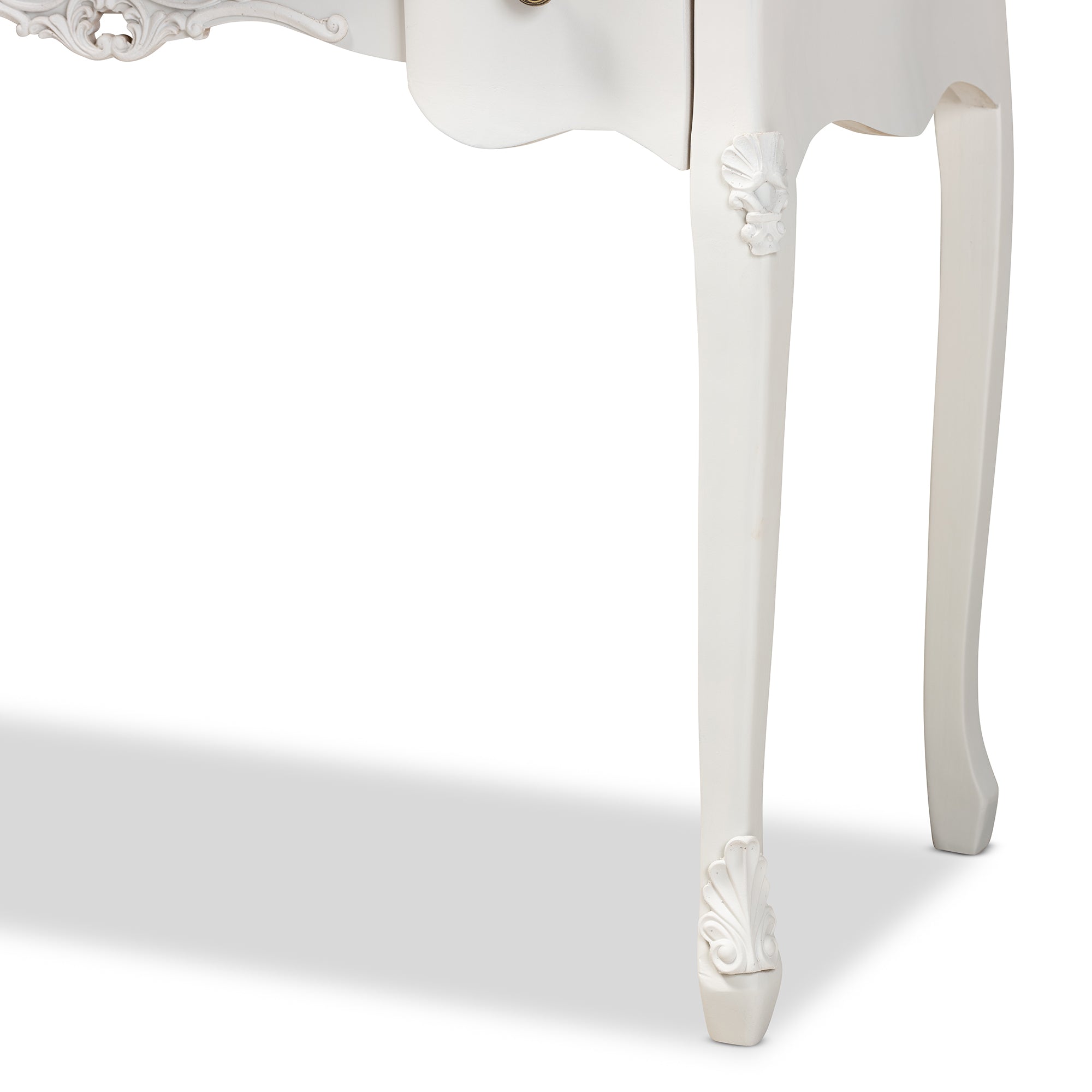 Baxton Studio Sophie Classic Traditional French Country White and Brown Finished Small 3-Drawer Wood Console Table