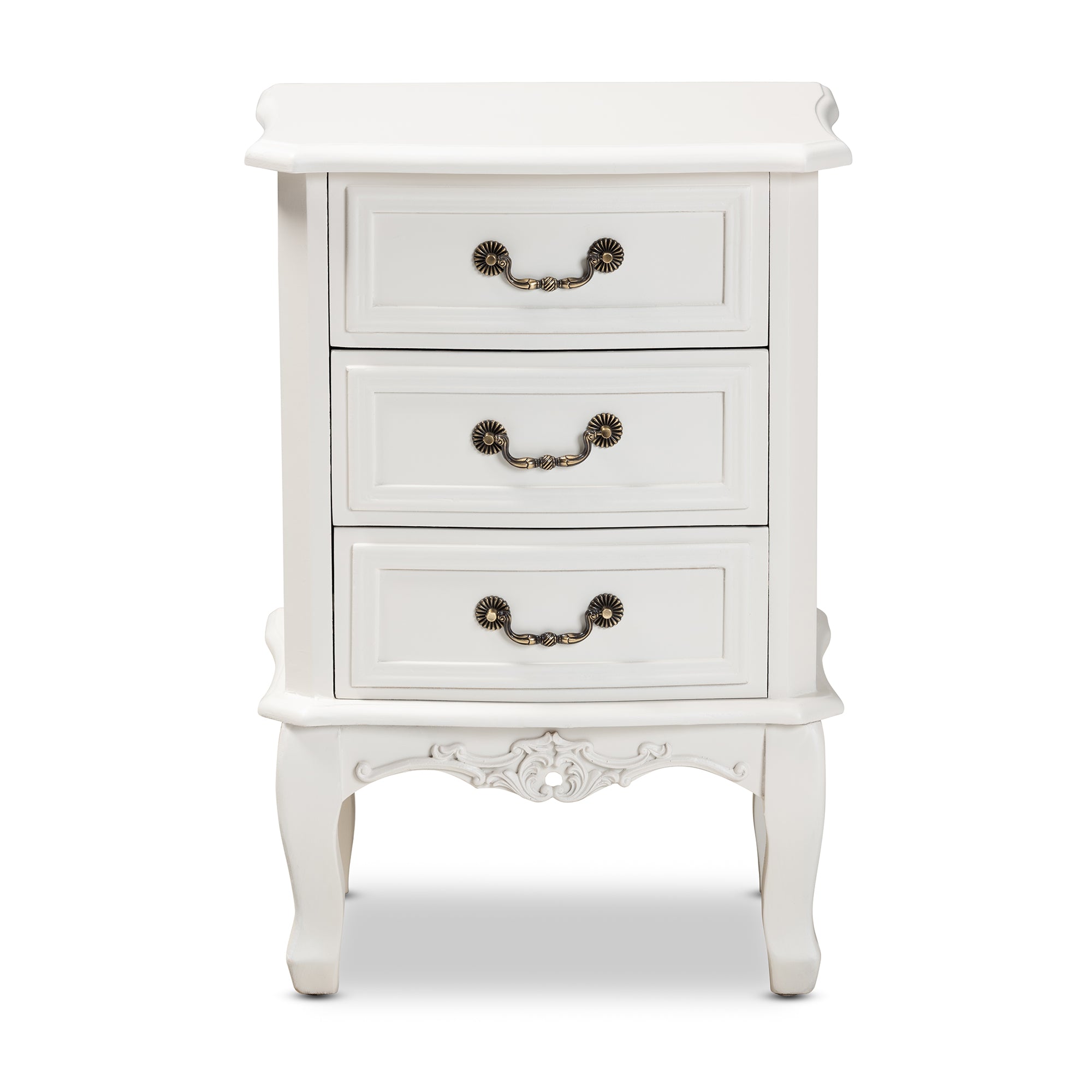 Baxton Studio Gabrielle Traditional French Country Provincial White-Finished 3-Drawer Wood End Table