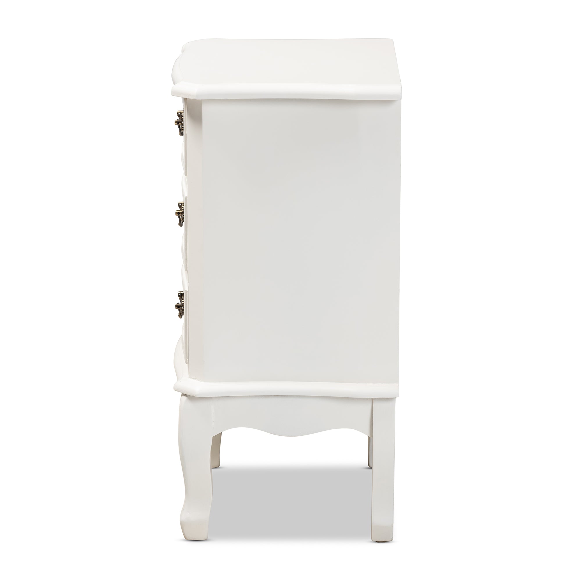 Baxton Studio Gabrielle Traditional French Country Provincial White-Finished 3-Drawer Wood End Table