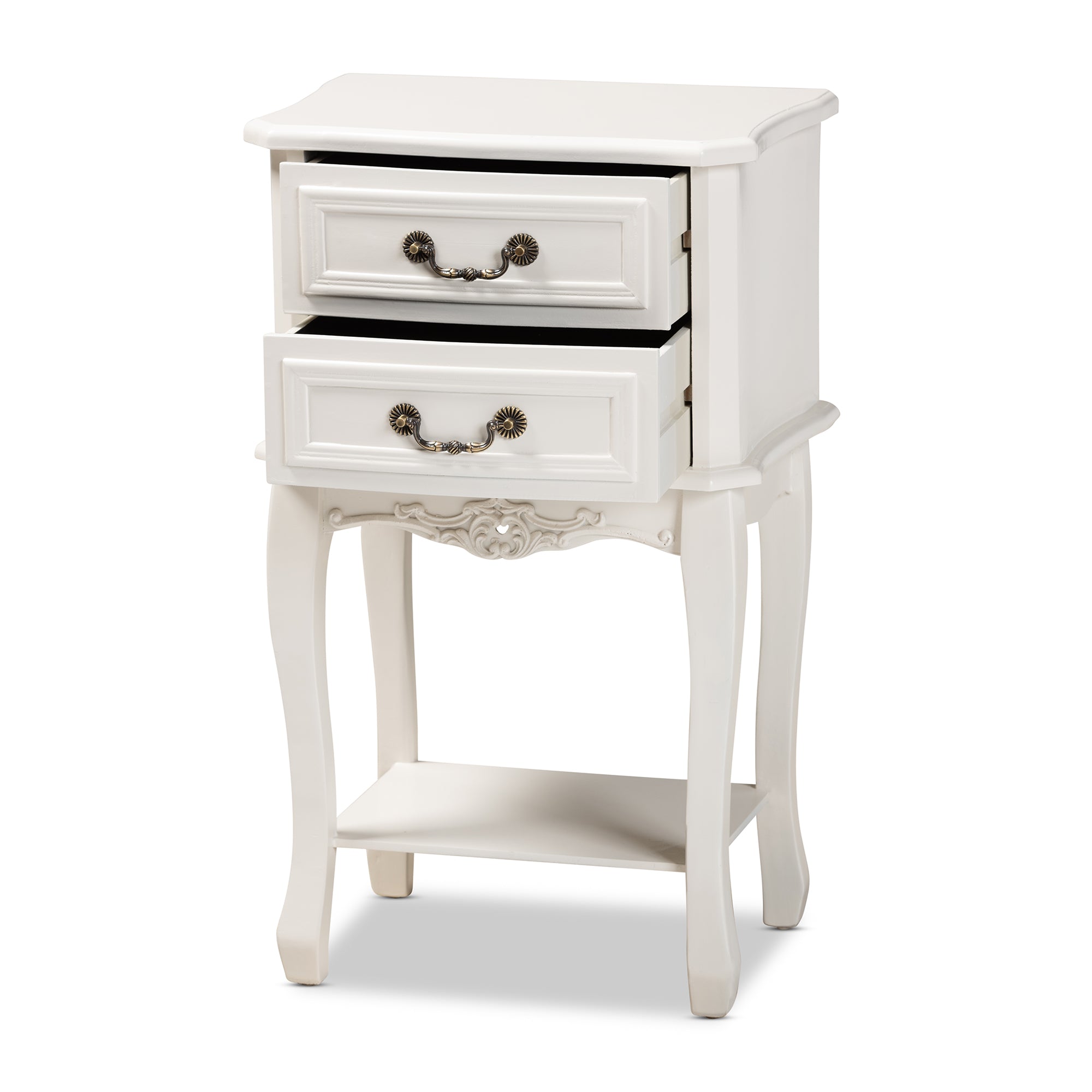 Baxton Studio Gabrielle Traditional French Country Provincial White-Finished 2-Drawer Wood End Table