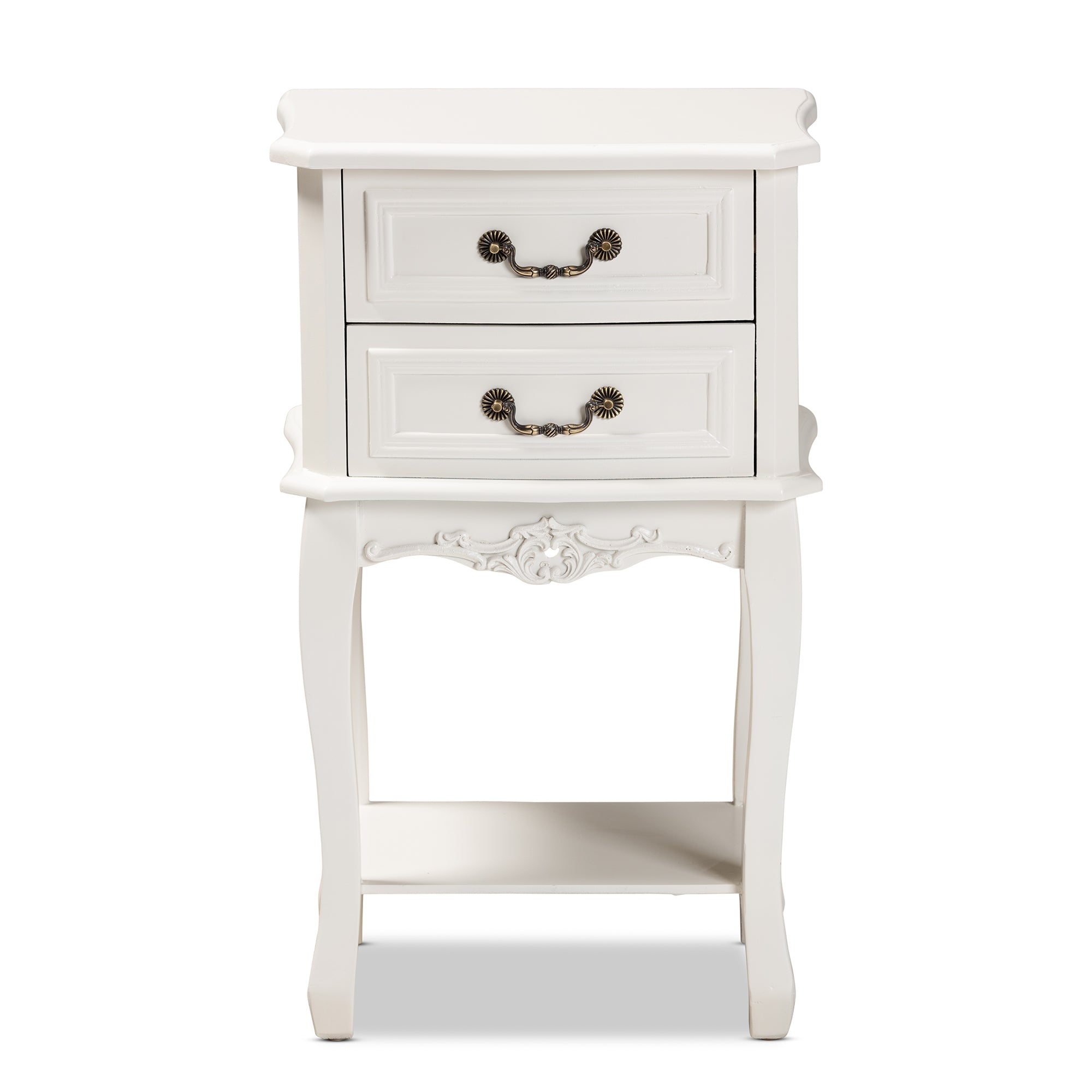 Baxton Studio Gabrielle Traditional French Country Provincial White-Finished 2-Drawer Wood End Table