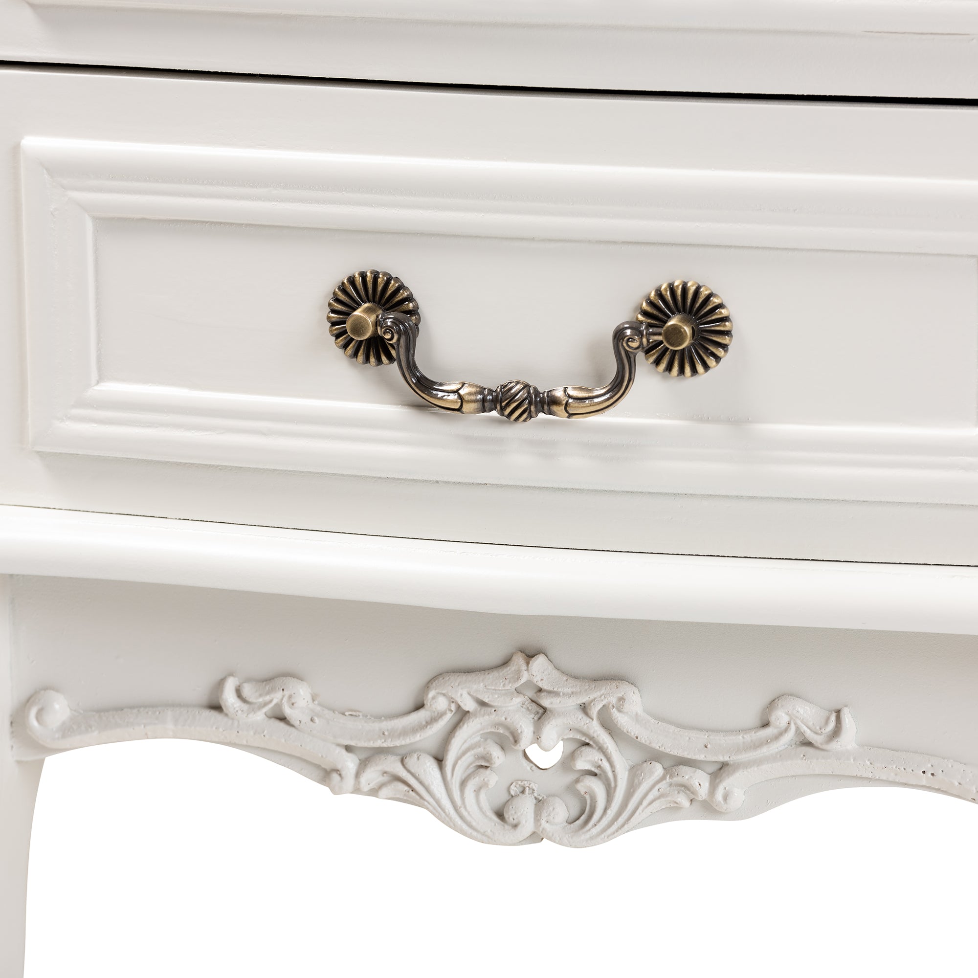 Baxton Studio Gabrielle Traditional French Country Provincial White-Finished 2-Drawer Wood End Table