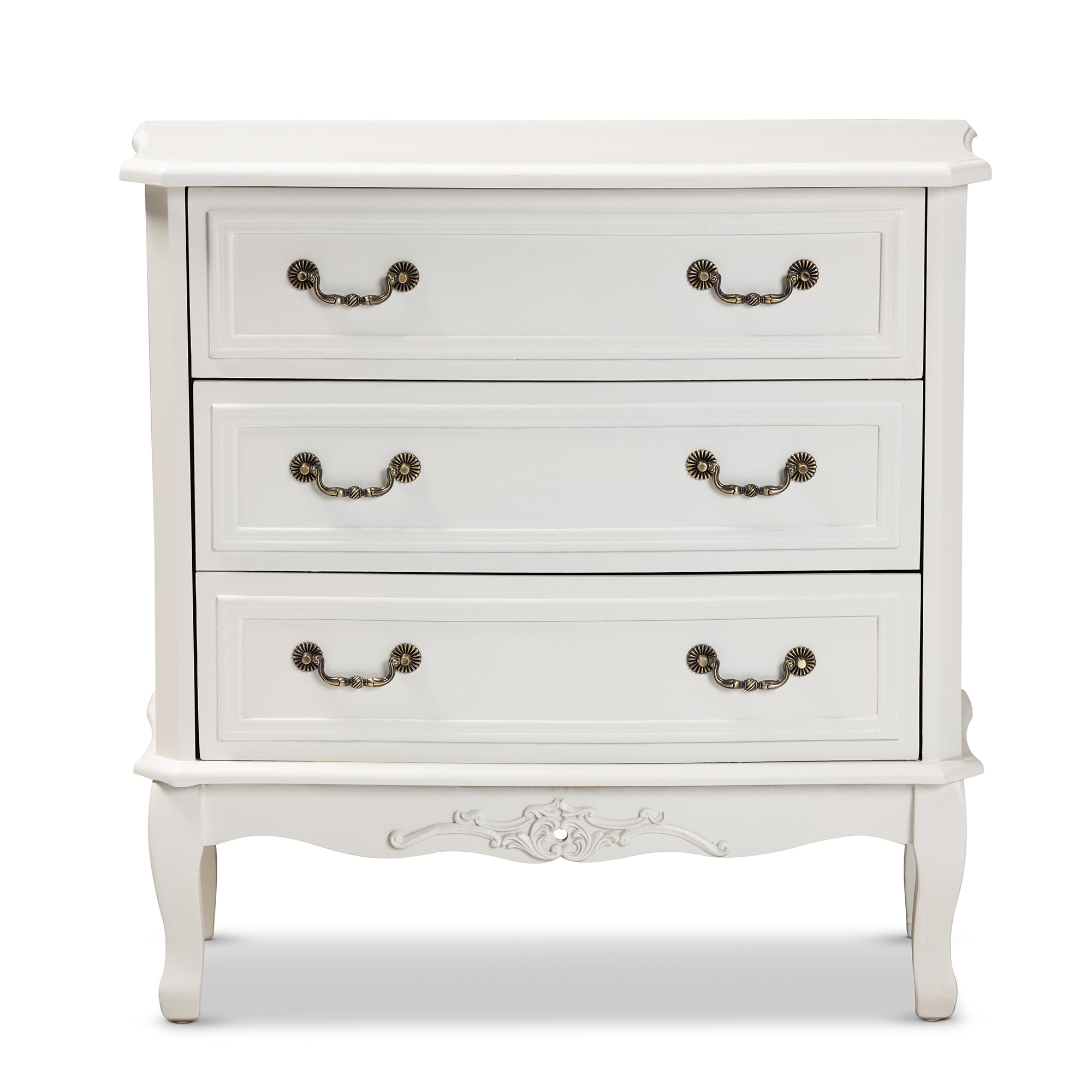 Baxton Studio Gabrielle Traditional French Country Provincial White-Finished 3-Drawer Wood Storage Cabinet
