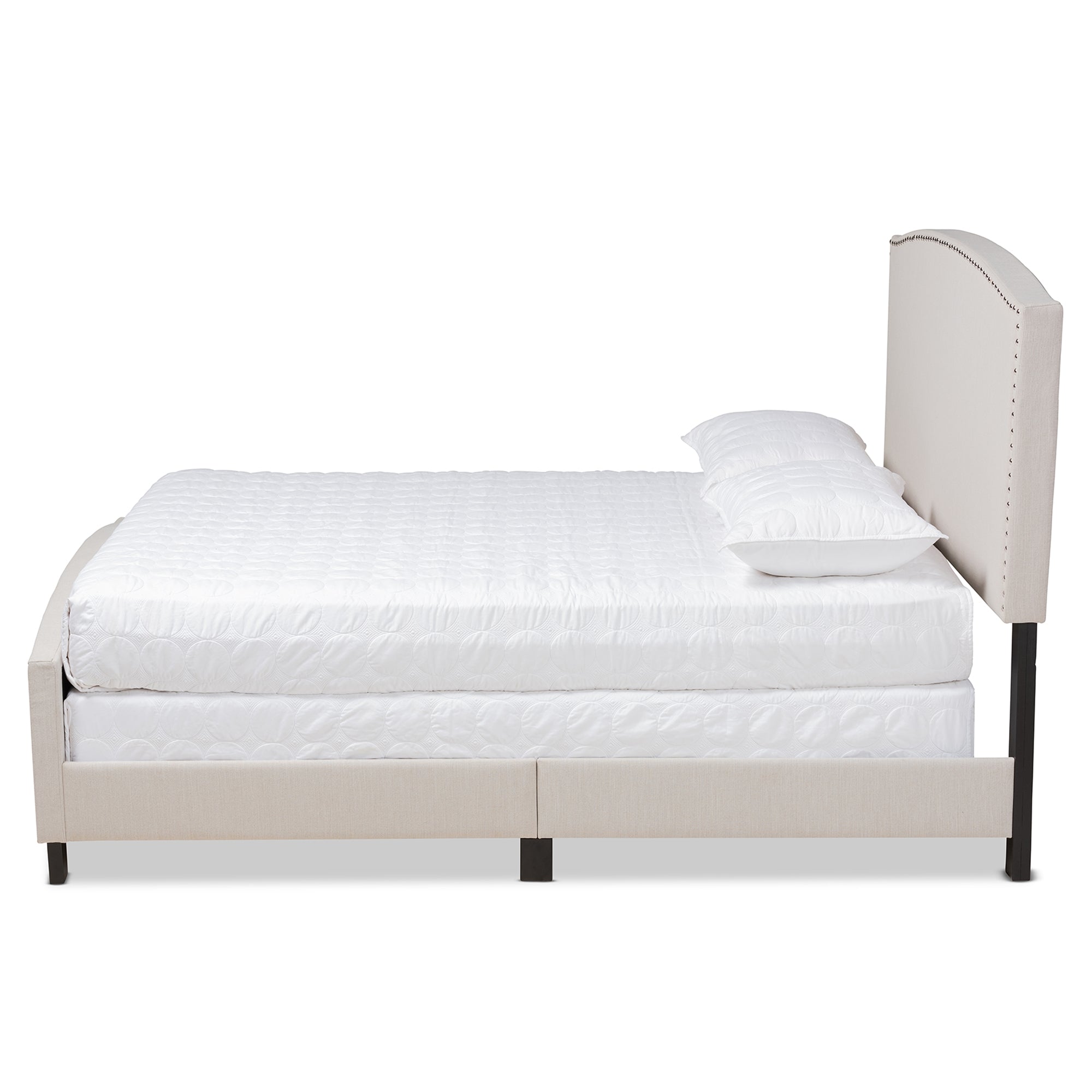 Baxton Studio Morgan Modern Transitional Beige Fabric Upholstered King Size Panel Bed