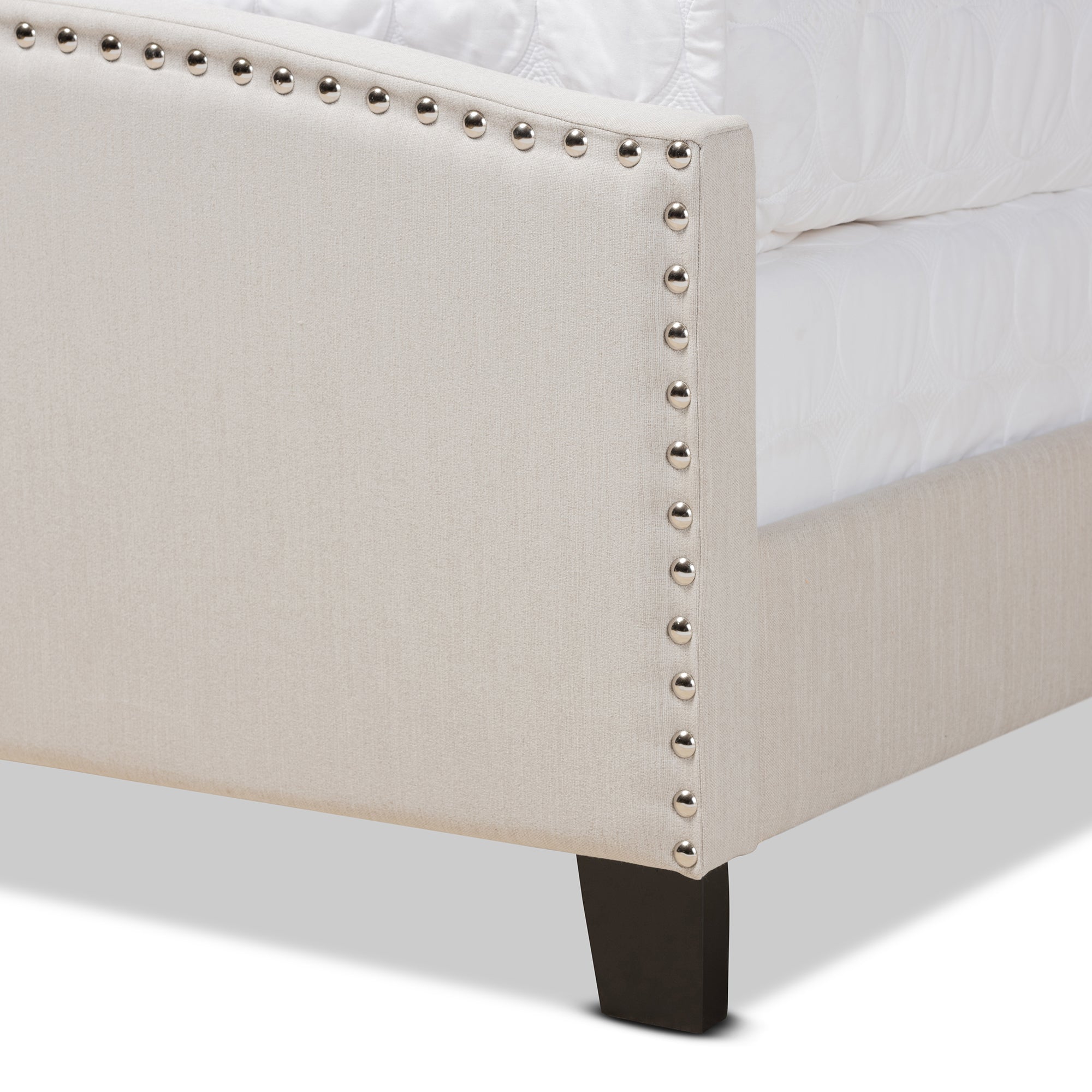 Baxton Studio Morgan Modern Transitional Beige Fabric Upholstered King Size Panel Bed