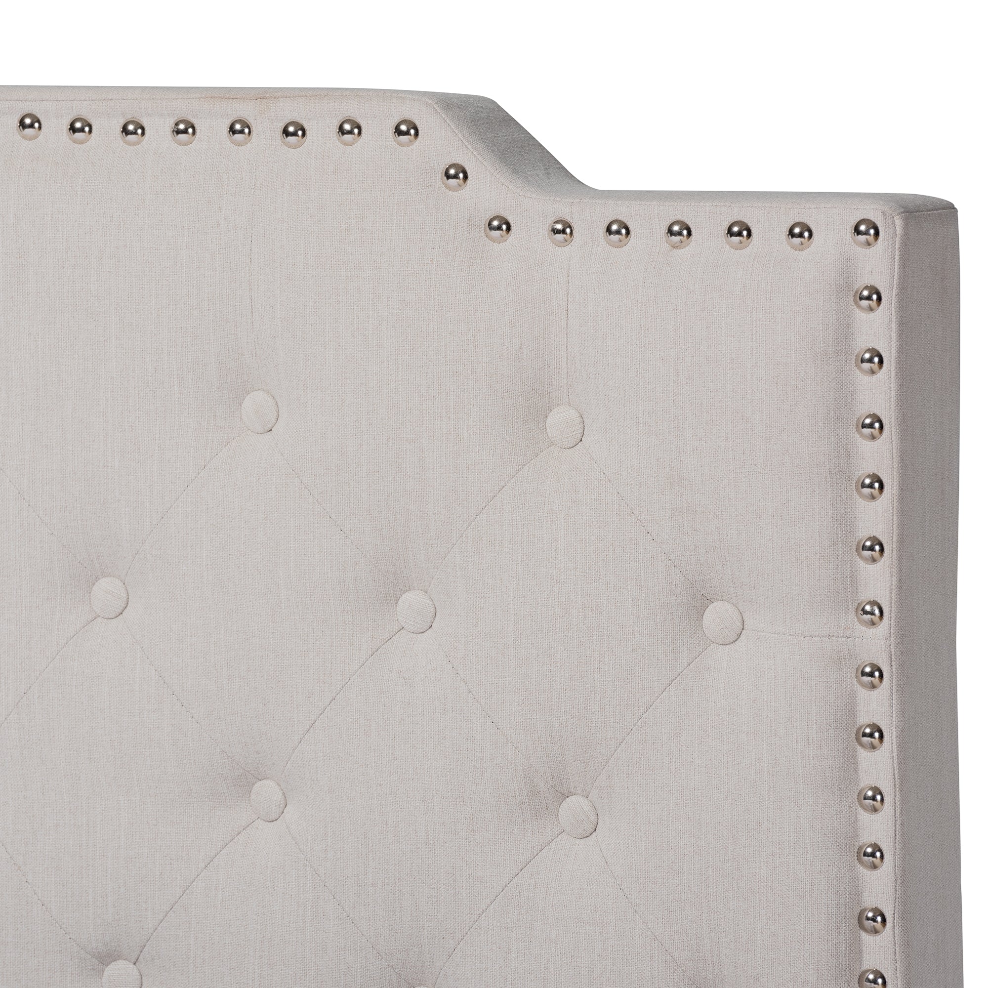 Baxton Studio Marion Modern Transitional Beige Fabric Upholstered Button Tufted Queen Size Panel Bed