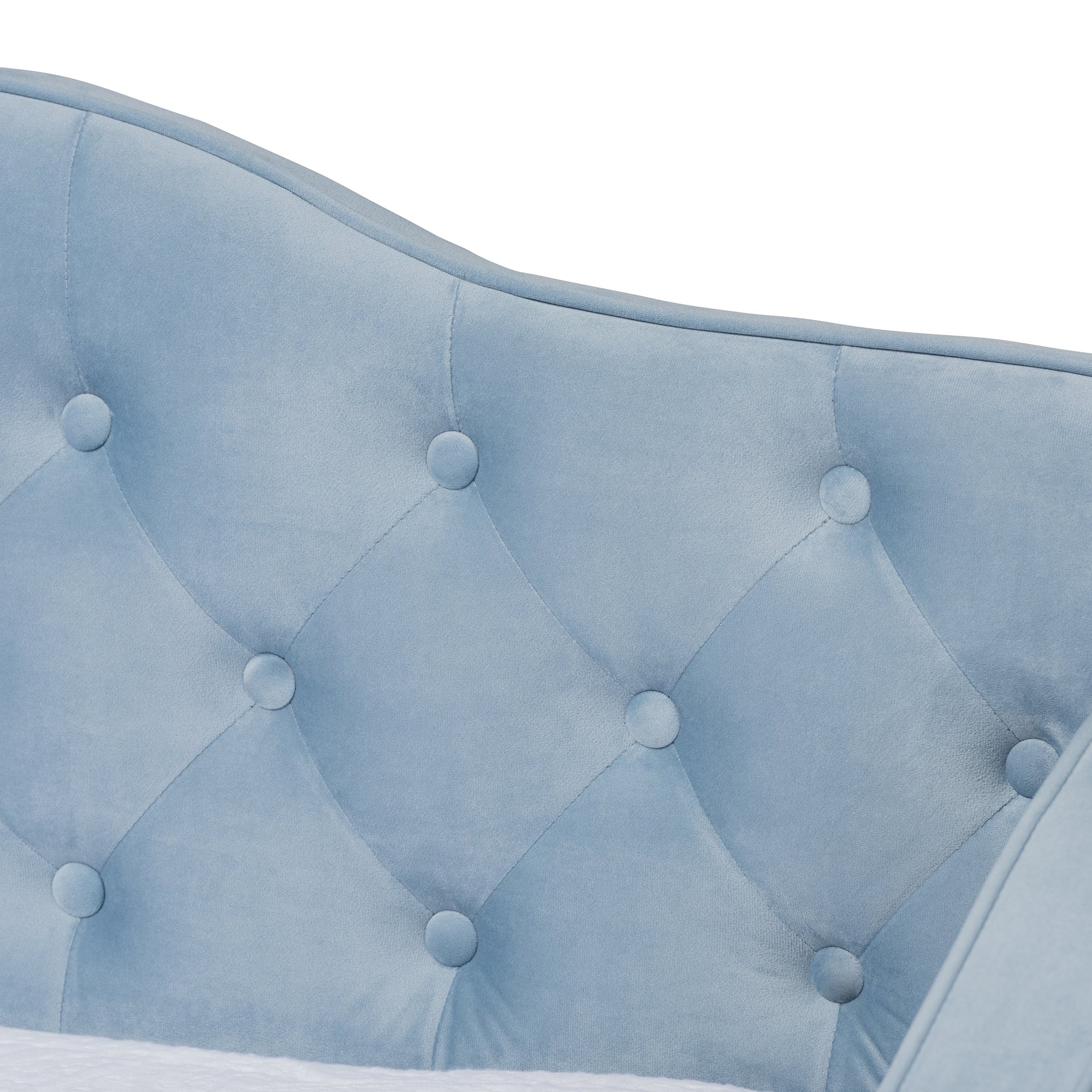 Baxton Studio Freda Traditional and Transitional Light Blue Velvet Fabric Upholstered and Button Tufted Twin Size Daybed with Trundle
