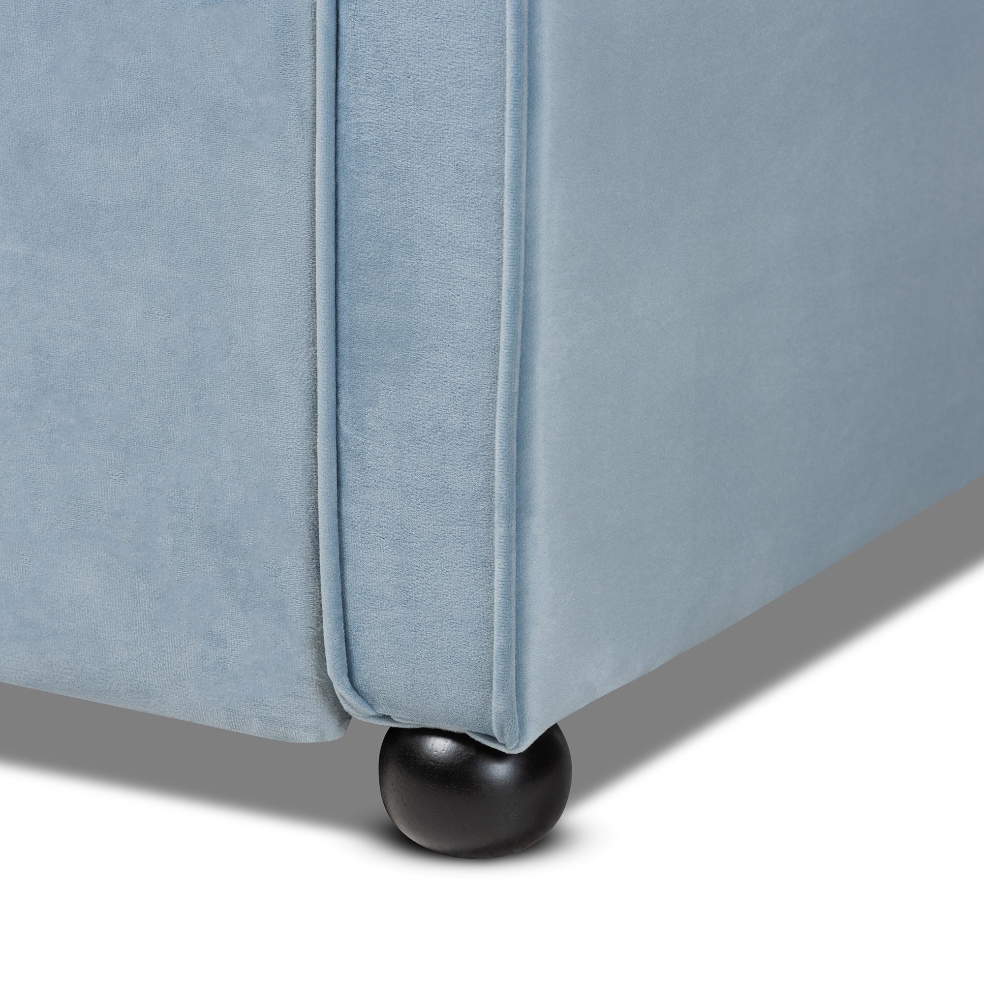 Baxton Studio Freda Traditional and Transitional Light Blue Velvet Fabric Upholstered and Button Tufted Twin Size Daybed with Trundle