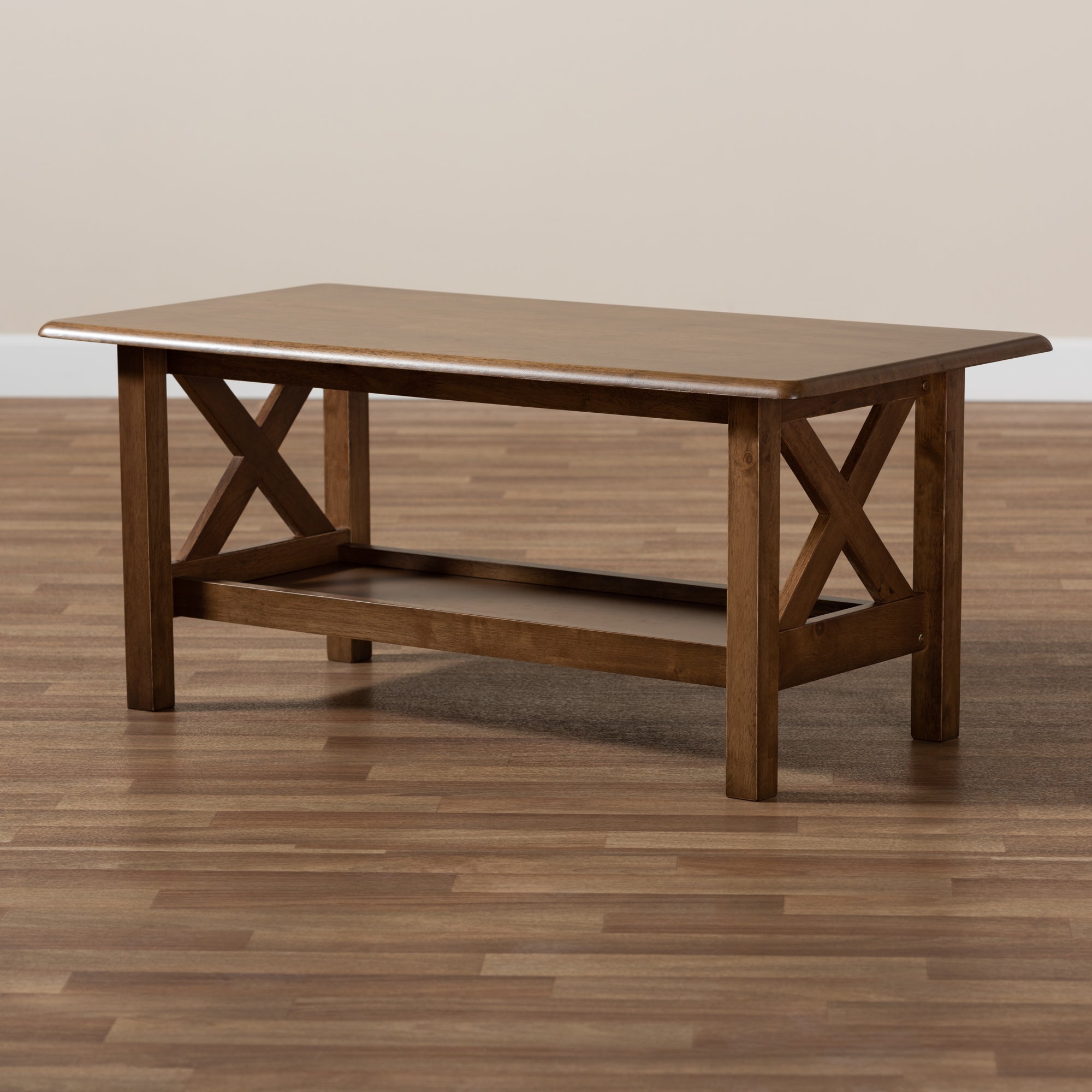Baxton Studio Reese Traditional Transitional Walnut Brown Finished Rectangular Wood Coffee Table