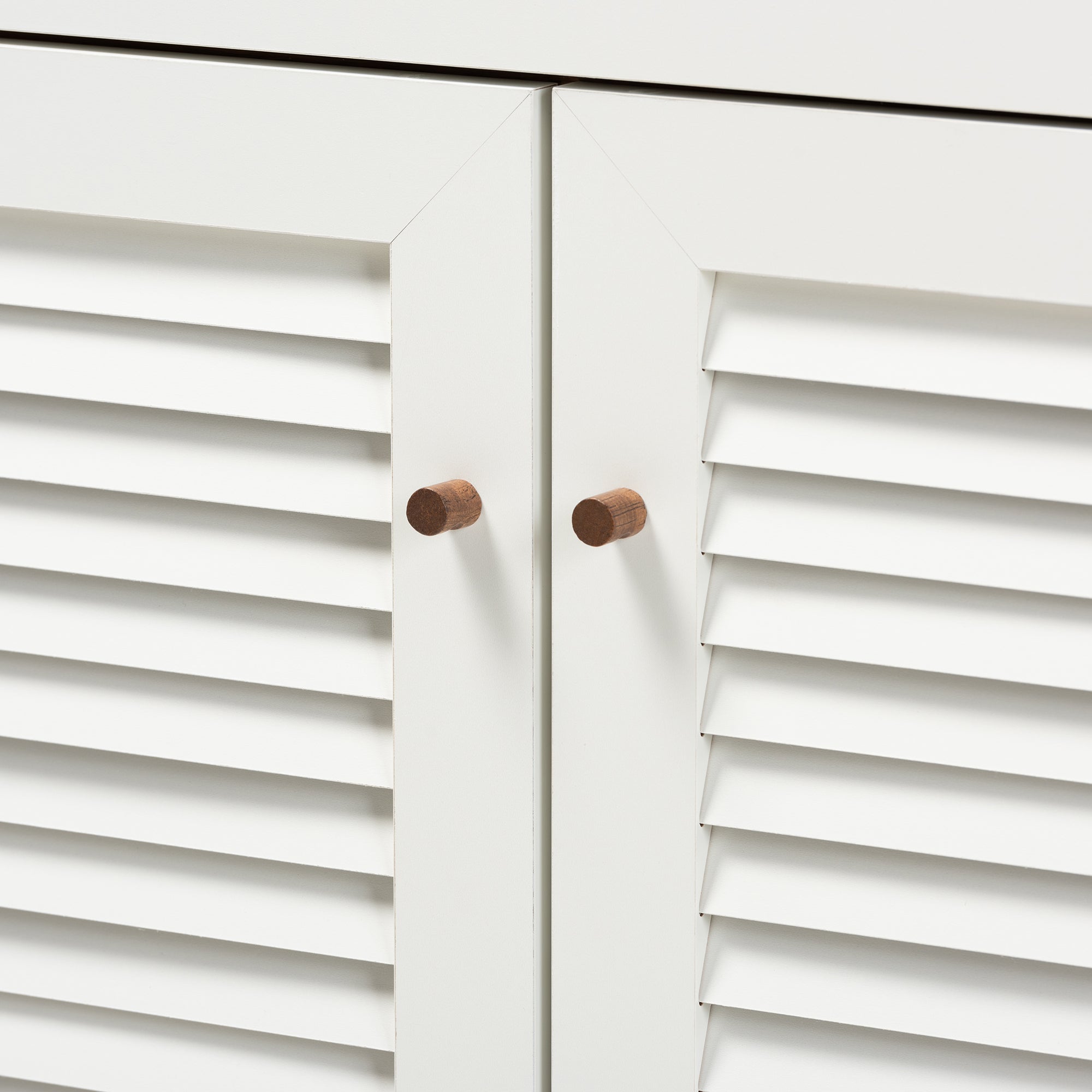 Baxton Studio Coolidge Modern and Contemporary White and Walnut Finished 4-Shelf Wood Shoe Storage Cabinet with Drawer