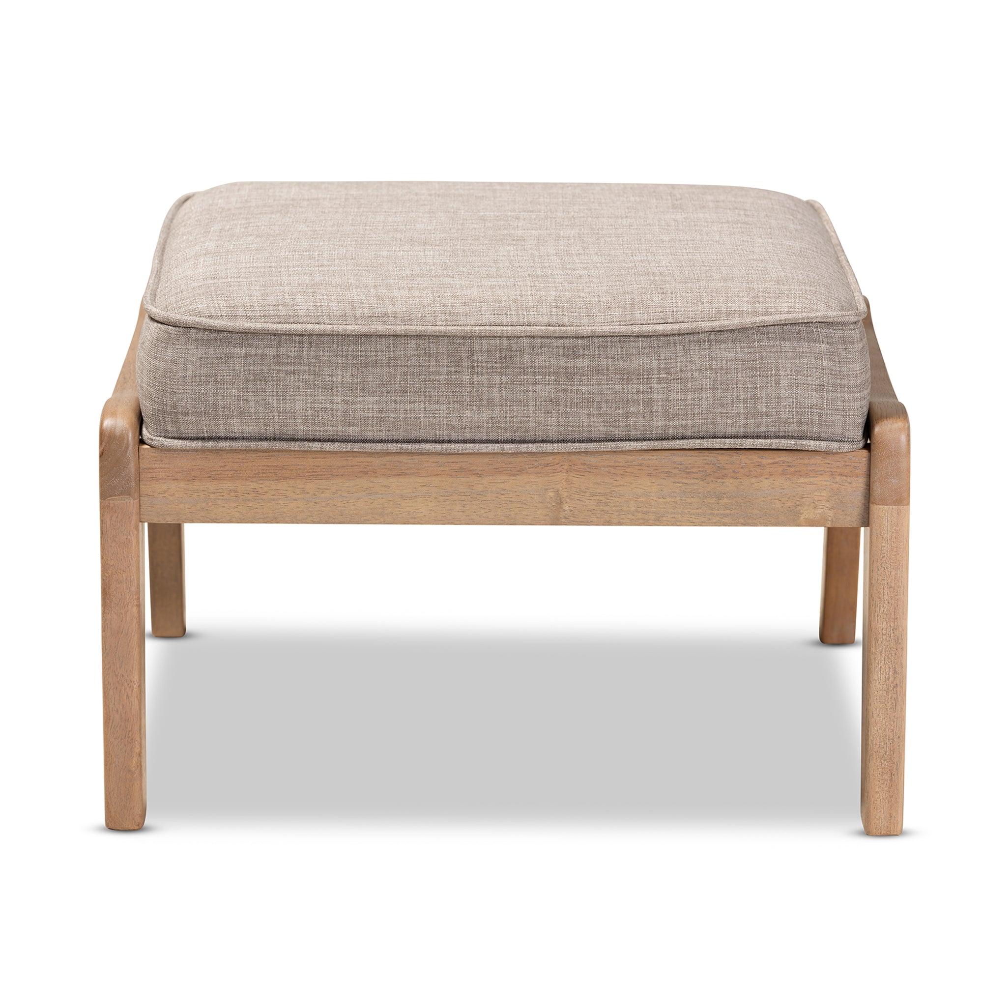 Baxton Studio Sigrid Mid-Century Modern Light Grey Fabric Upholstered Antique Oak Finished Wood Ottoman