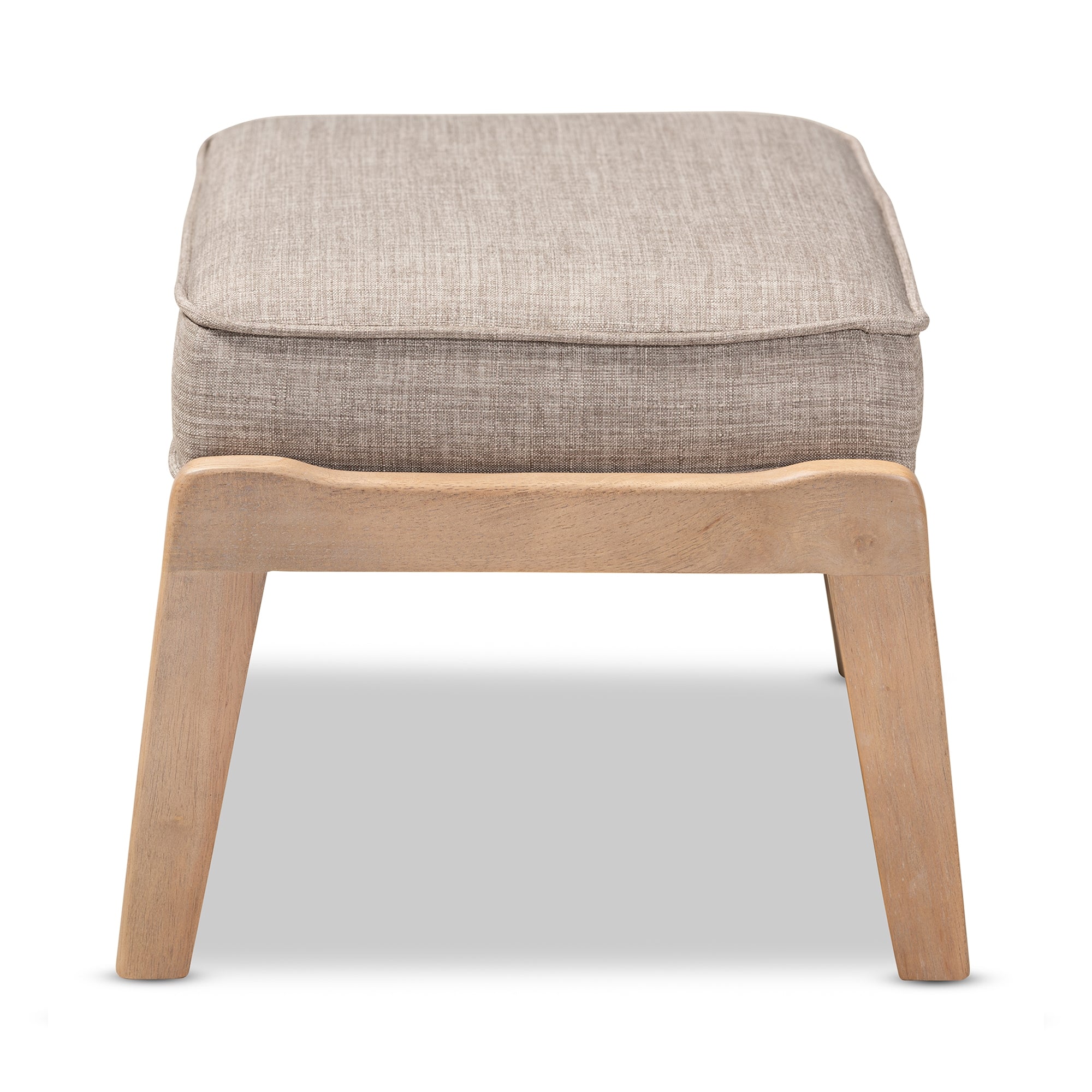 Baxton Studio Sigrid Mid-Century Modern Light Grey Fabric Upholstered Antique Oak Finished Wood Ottoman