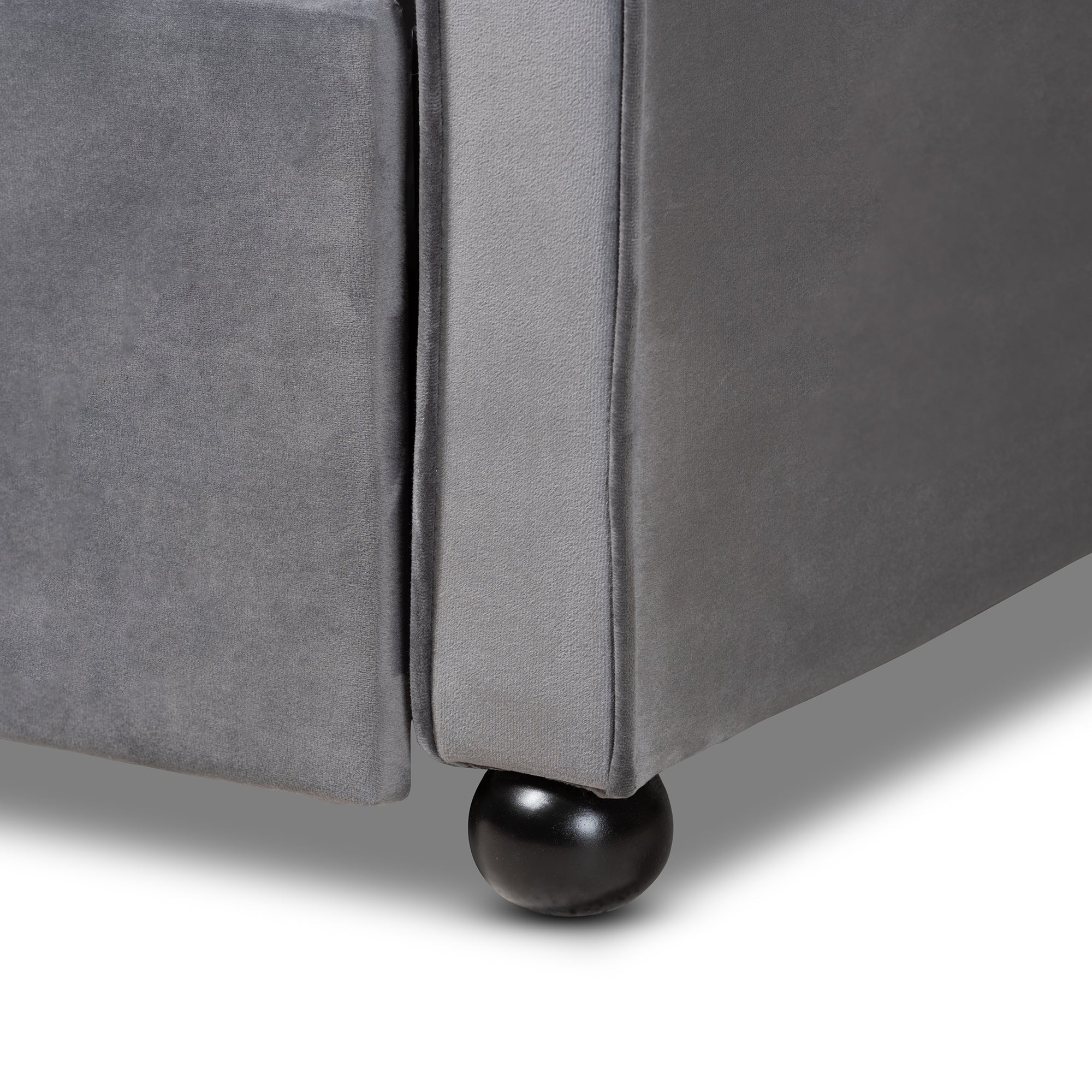 Baxton Studio Freda Transitional and Contemporary Grey Velvet Fabric Upholstered and Button Tufted Full Size Daybed with Trundle
