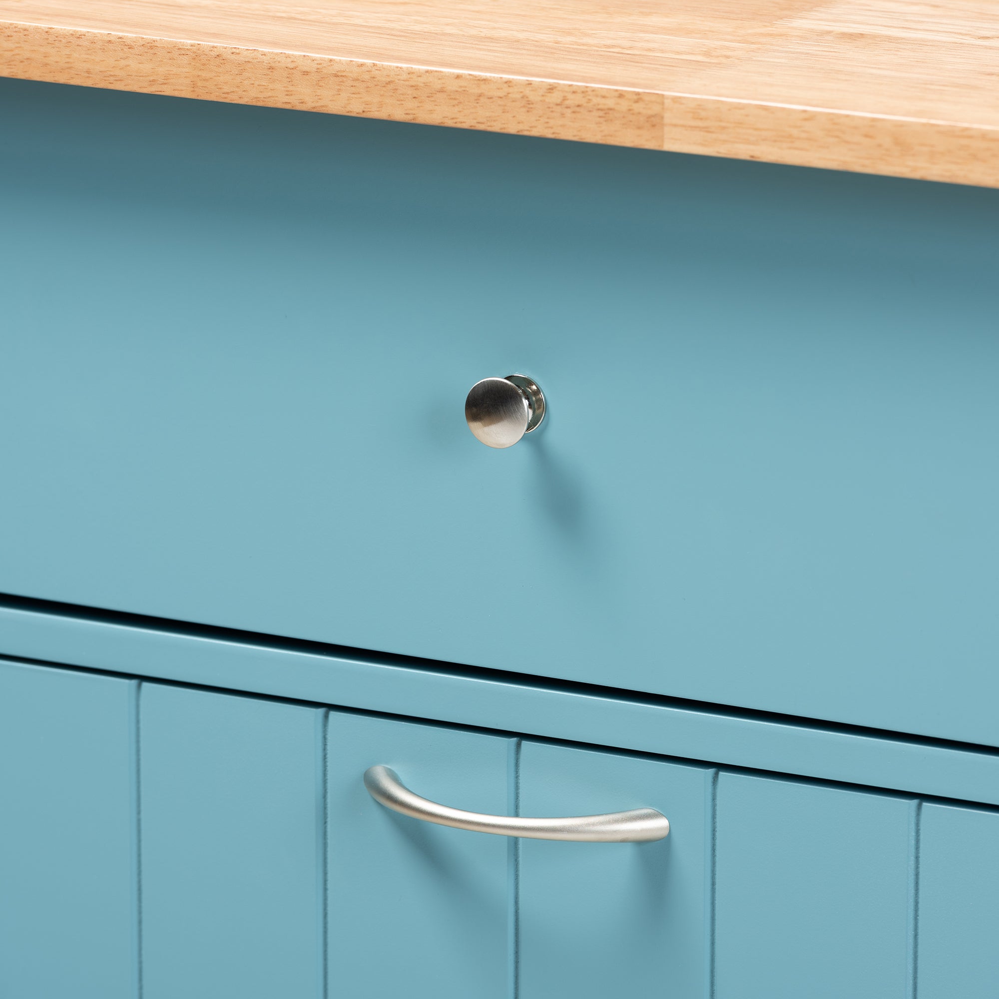 Baxton Studio Liona Modern and Contemporary Sky Blue Finished Wood Kitchen Storage Cart