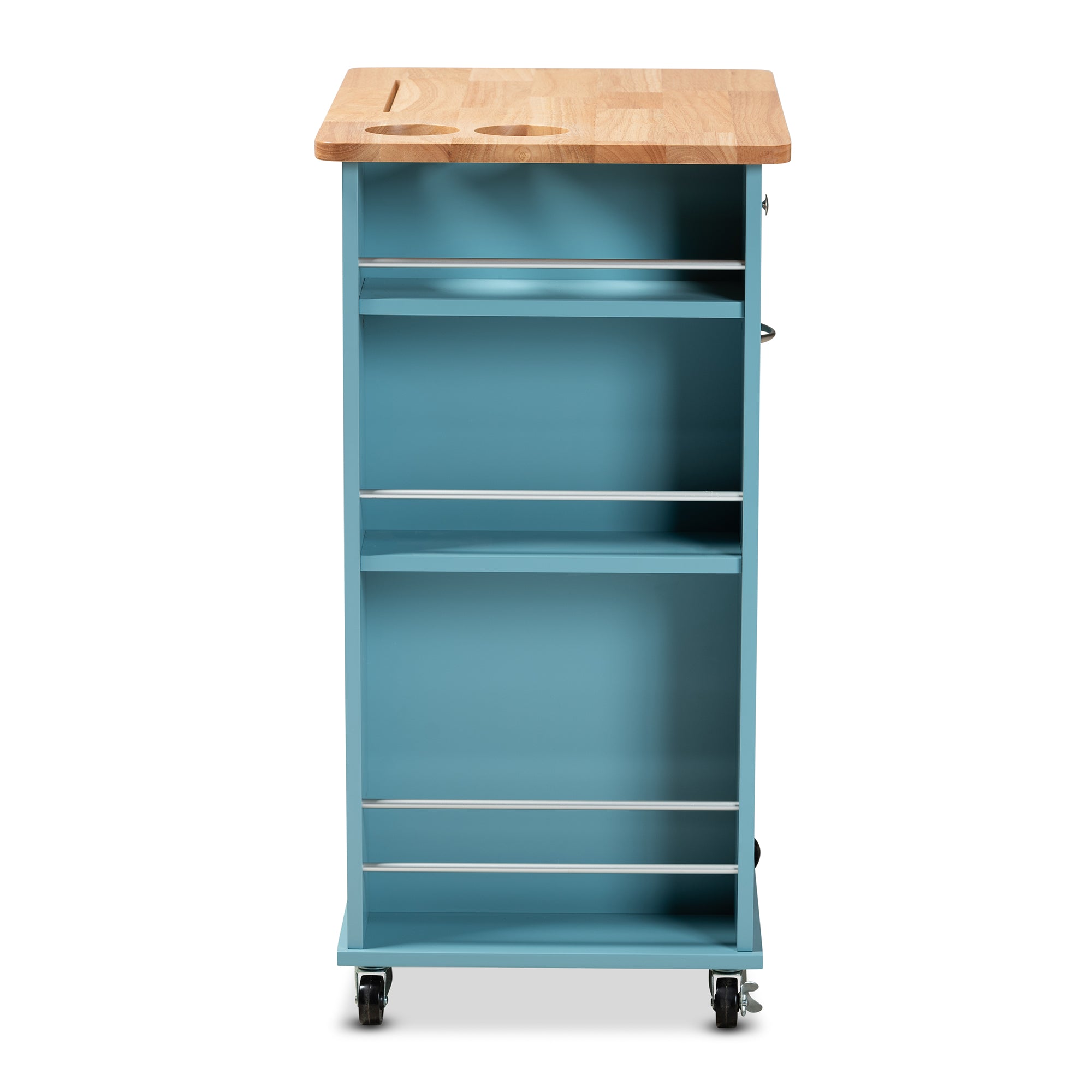 Baxton Studio Liona Modern and Contemporary Sky Blue Finished Wood Kitchen Storage Cart