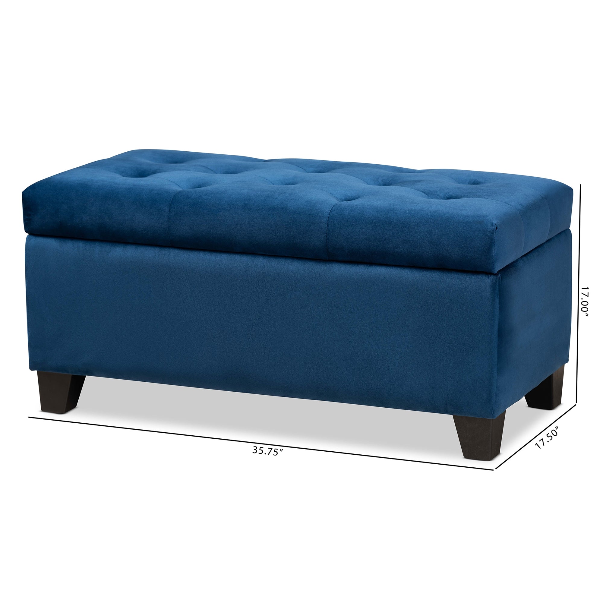 Baxton Studio Michaela Modern and Contemporary Navy Blue Velvet Fabric Upholstered Storage Ottoman