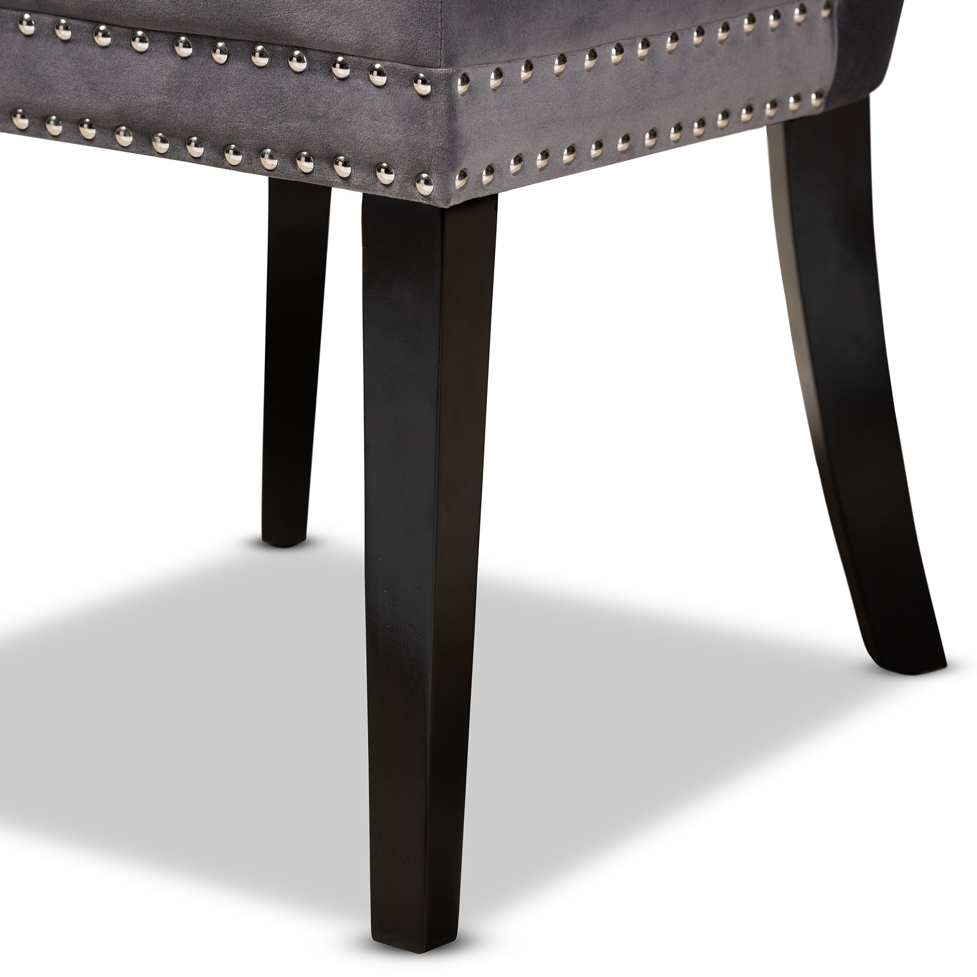 Baxton Studio Remy Modern Transitional Grey Velvet Fabric Upholstered Espresso Finished 2-Piece Wood Dining Chair Se