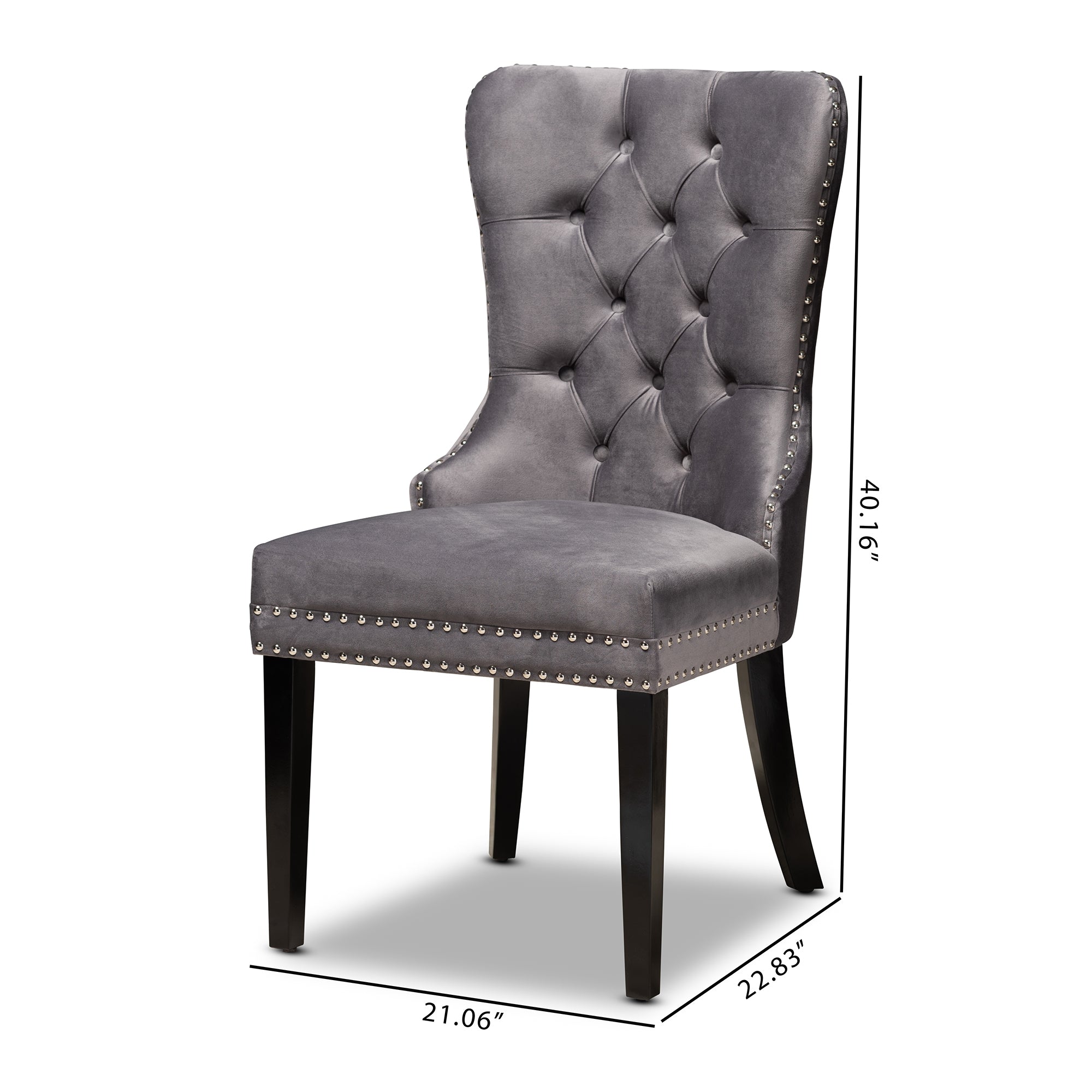 Baxton Studio Remy Modern Transitional Grey Velvet Fabric Upholstered Espresso Finished 2-Piece Wood Dining Chair Se