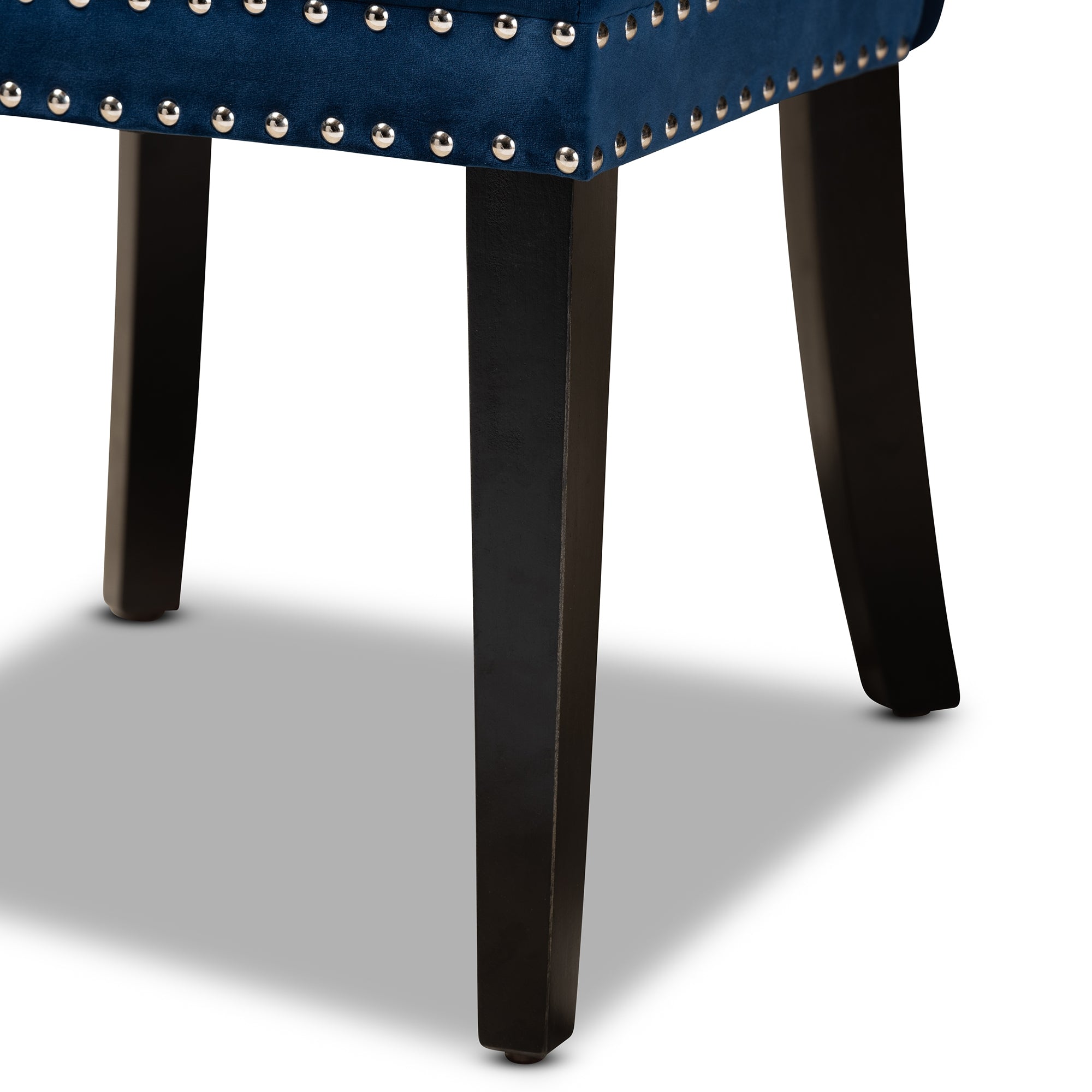 Baxton Studio Remy Modern Transitional Navy Blue Velvet Fabric Upholstered Espresso Finished 2-Piece Wood Dining Chair Set