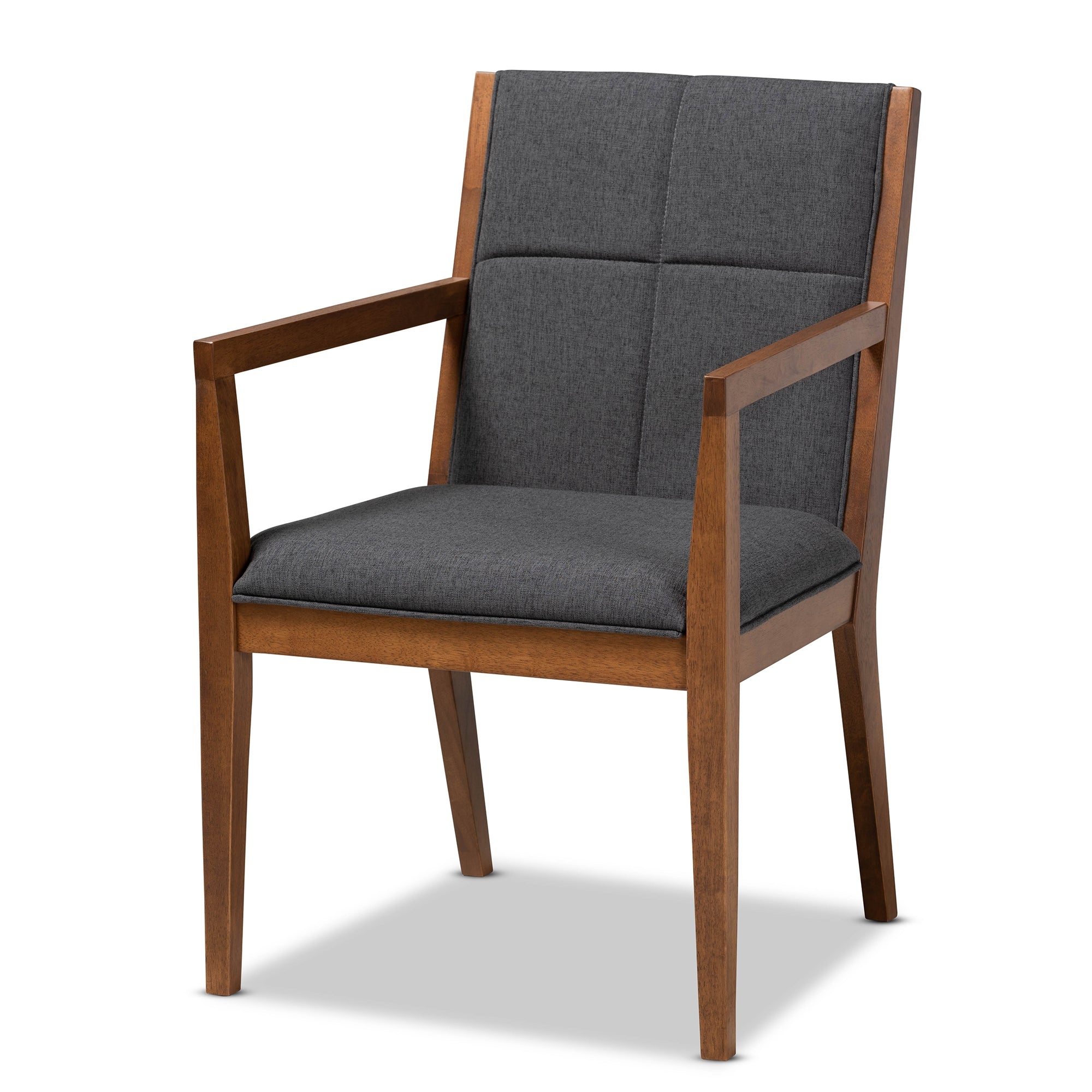 Baxton Studio Theresa Mid-Century Modern Dark Grey Fabric Upholstered and Walnut Brown Finished Wood 5-Piece Dining Set
