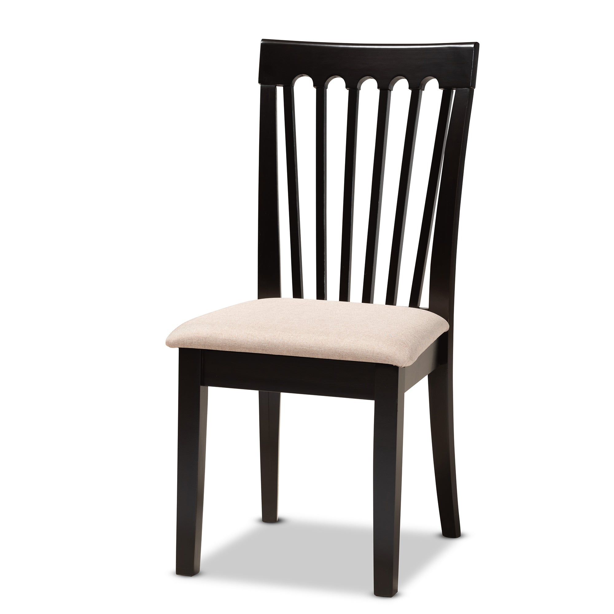 Baxton Studio Lore Modern and Contemporary Sand Fabric Upholstered and Dark Brown Finished Wood 7-Piece Dining Set